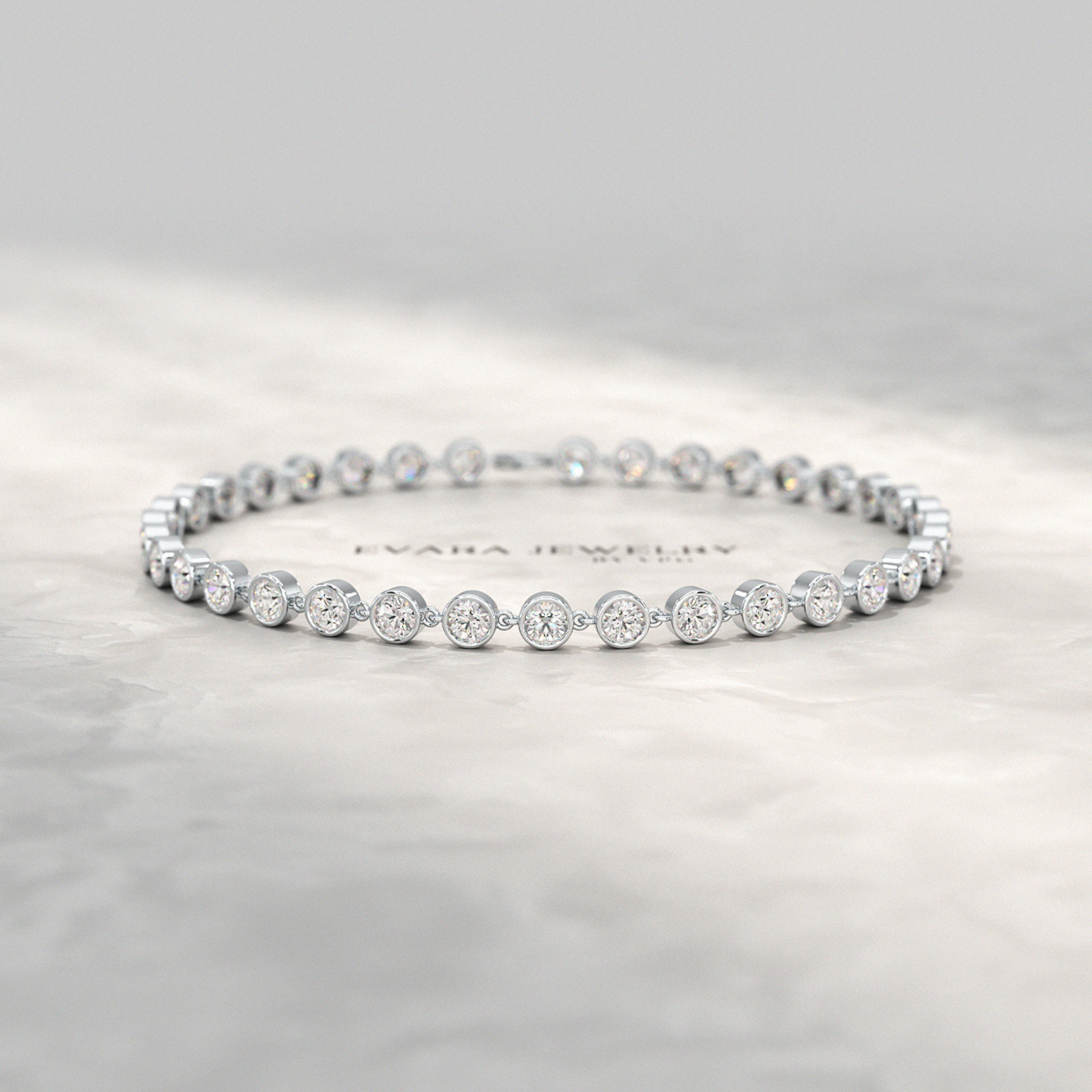 4 Carat Bezel Set Round Cut Diamond Gold Minimalist Tennis Bracelet - Evara Jewelry LLC