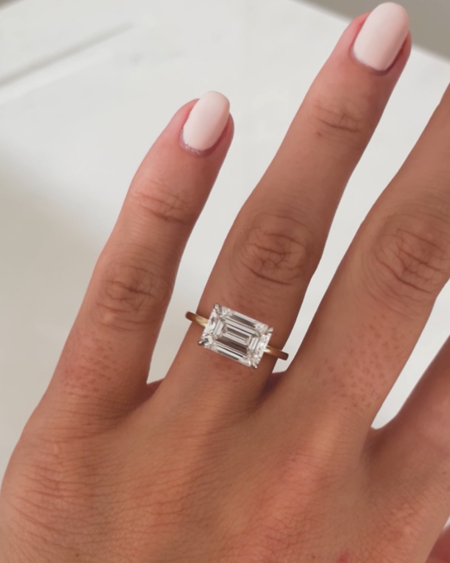 3.00 Carat Emerald Cut East West Diamond Proposal Ring