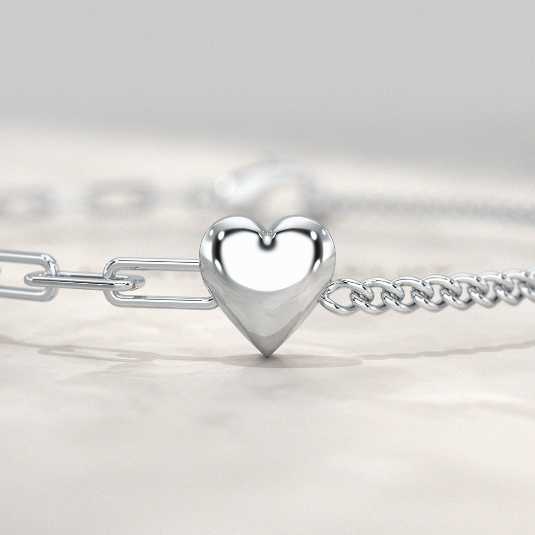 Gold Heart Paperclip & Cuban 50-50 Bracelet - Evara Jewelry LLC