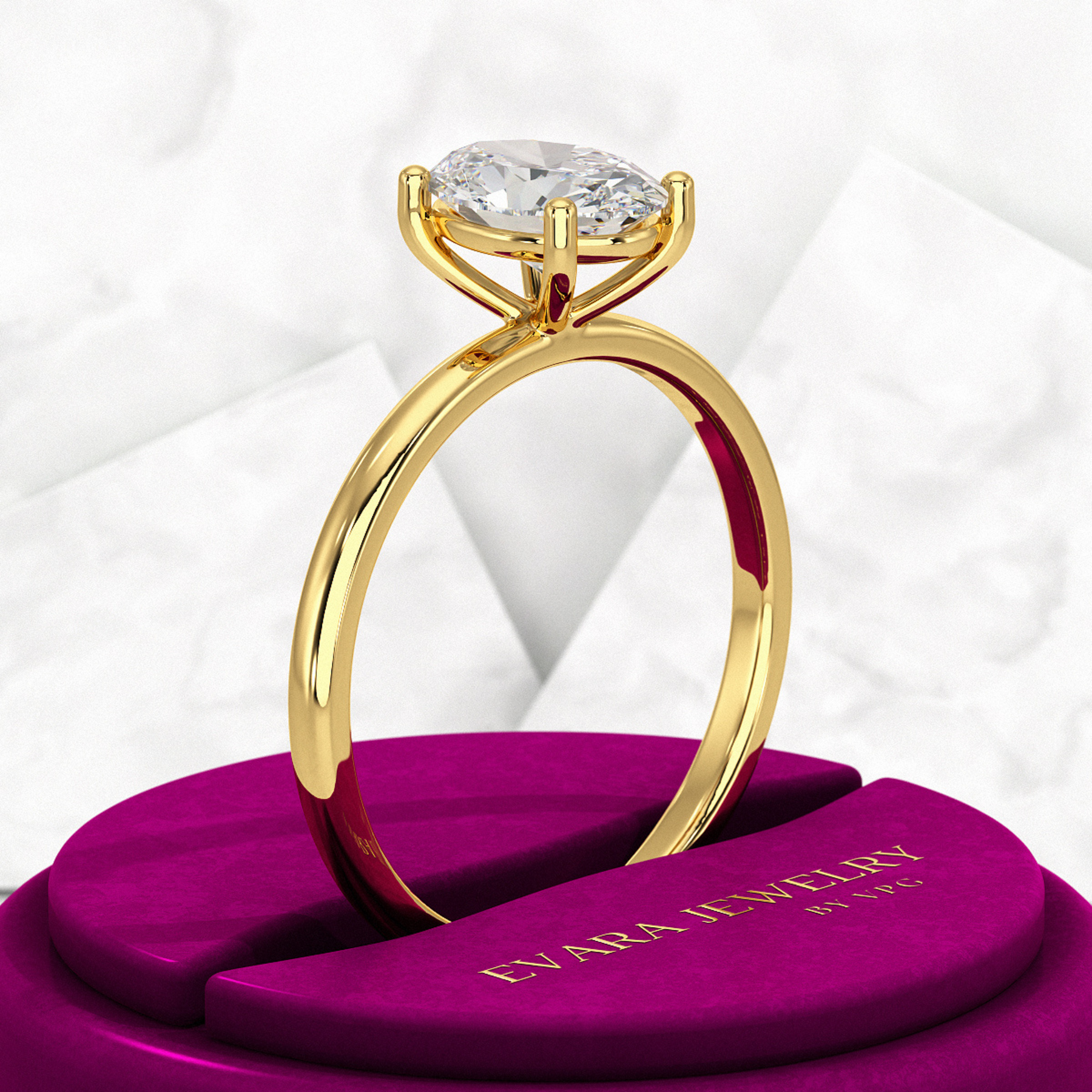1 Carat Oval Diamond Minimalist Engagement Ring - Evara Jewelry LLC