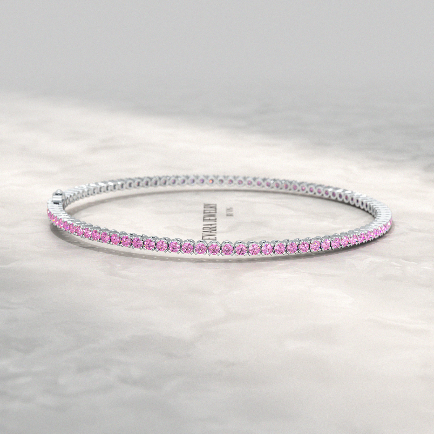 Ombre 3.24 Carats Natural Pink Sapphire Tennis Bracelet in 14K/18K White Gold - Evara Jewelry LLC