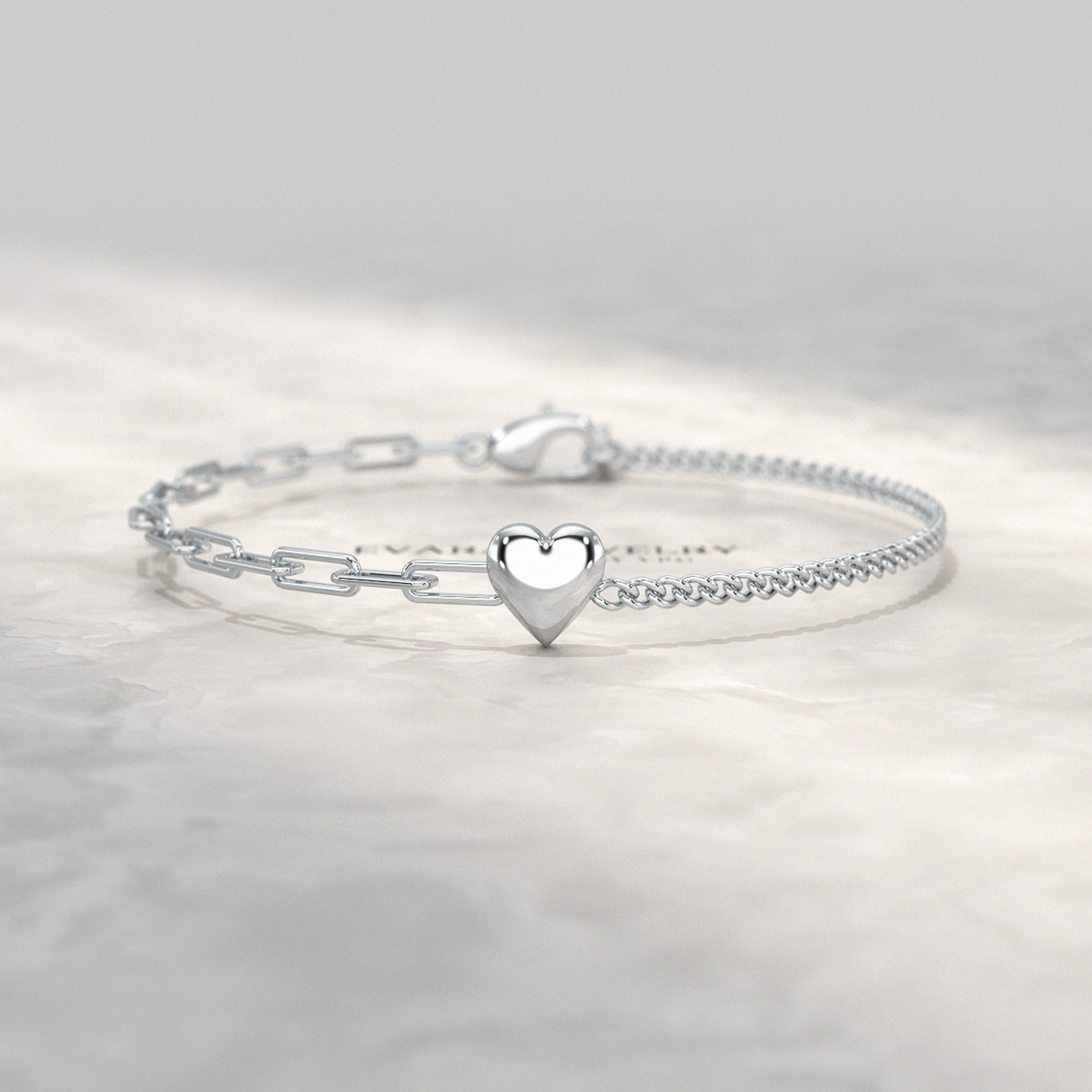 Gold Heart Paperclip & Cuban 50-50 Bracelet - Evara Jewelry LLC