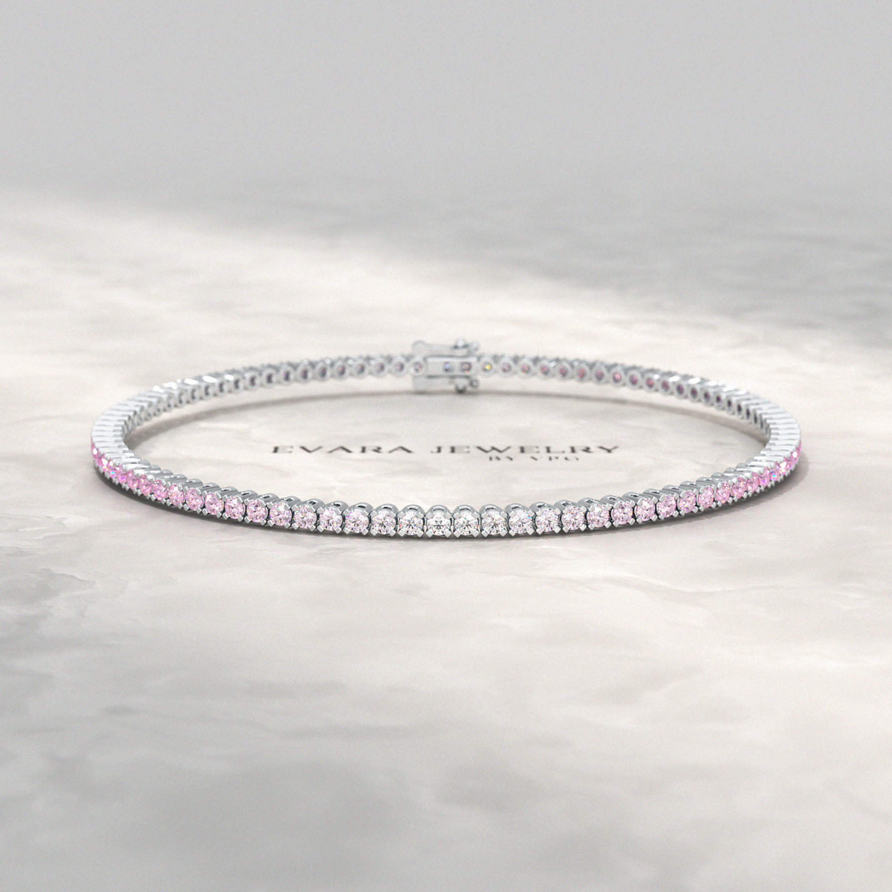 Ombre 3.28 Carats Natural Pink Sapphire Tennis Bracelet in 14K/18K Rose Gold - Evara Jewelry LLC