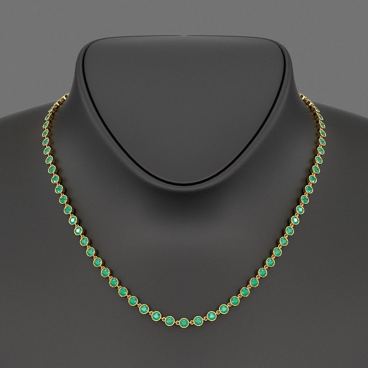 9.36 Carats Natural Emerald Choker Necklace in 14K Gold - Evara Jewelry LLC
