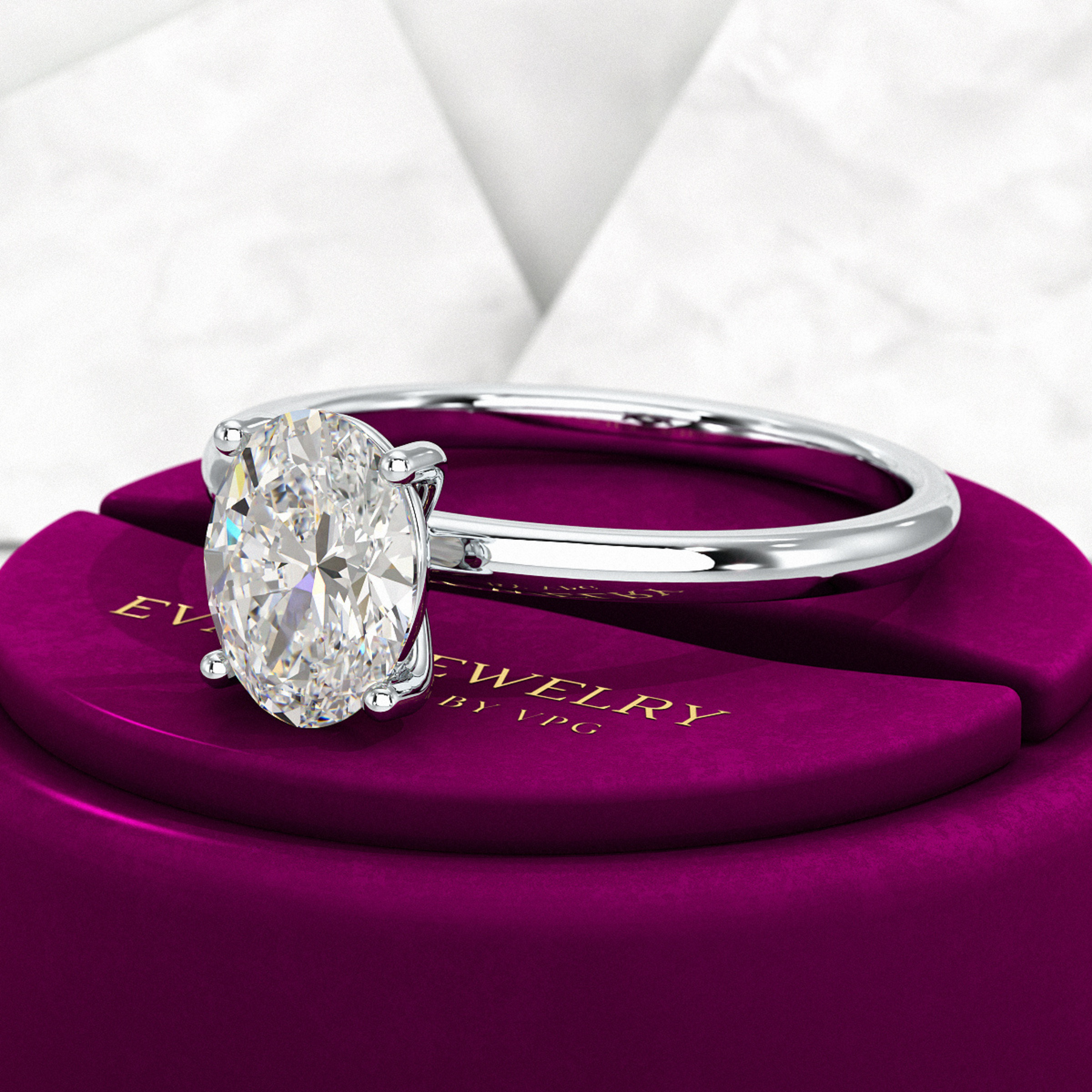 1 Carat Oval Diamond Minimalist Engagement Ring - Evara Jewelry LLC