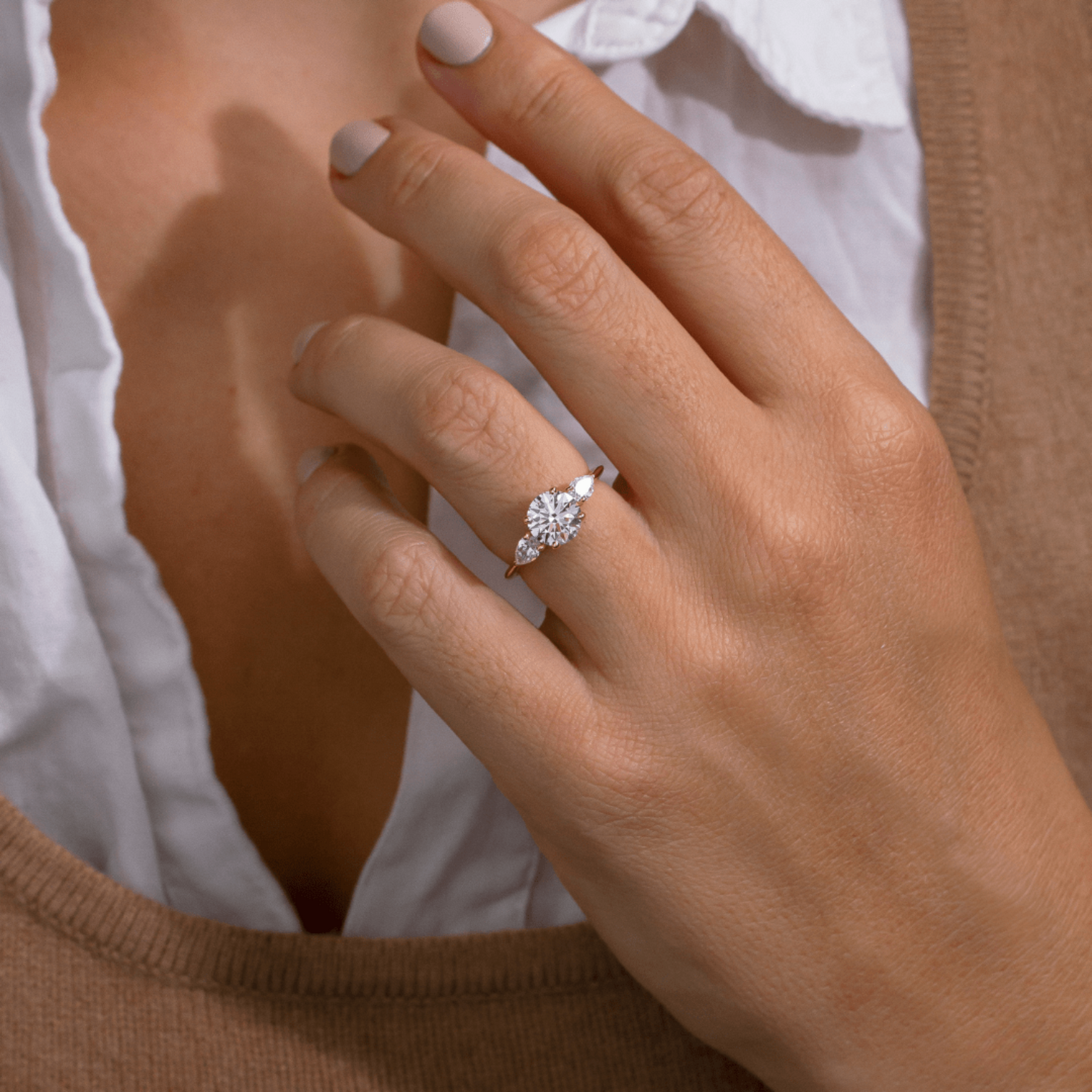 1.25 Carat Round Cut Diamond Three Stone Engagement Ring - Evara Jewelry LLC