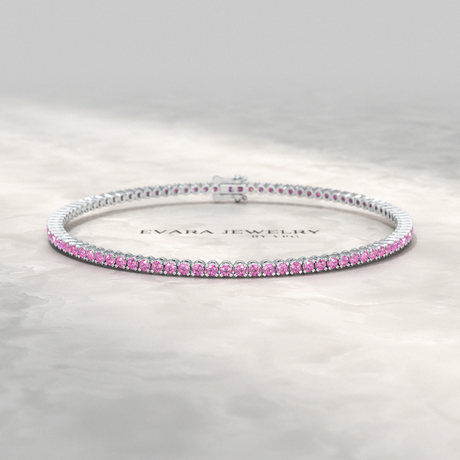 3.21 Carats Natural Pink Sapphire Tennis Bracelet in 14K/18K Yellow Gold - Evara Jewelry LLC