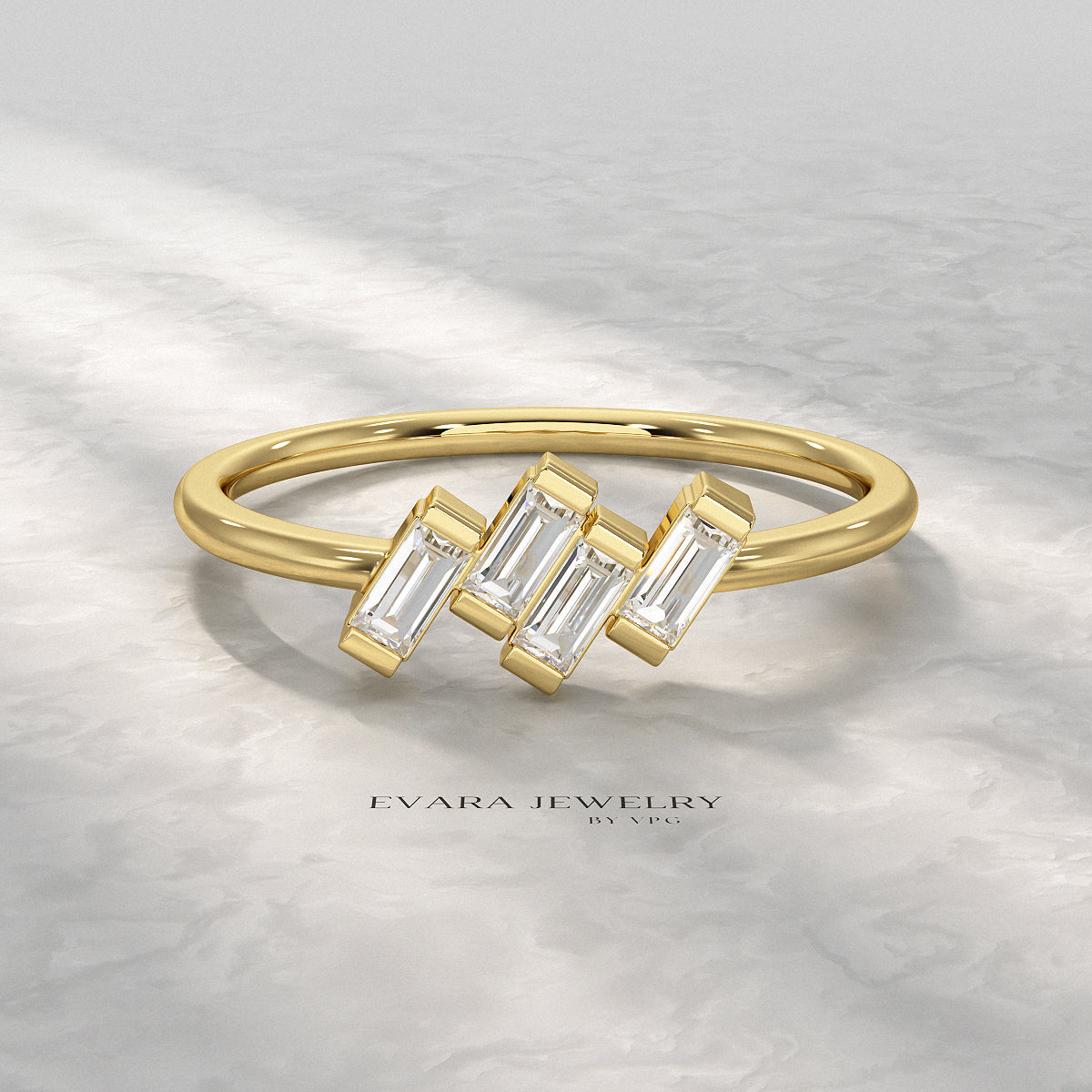 Tilted Baguette Diamond Ring