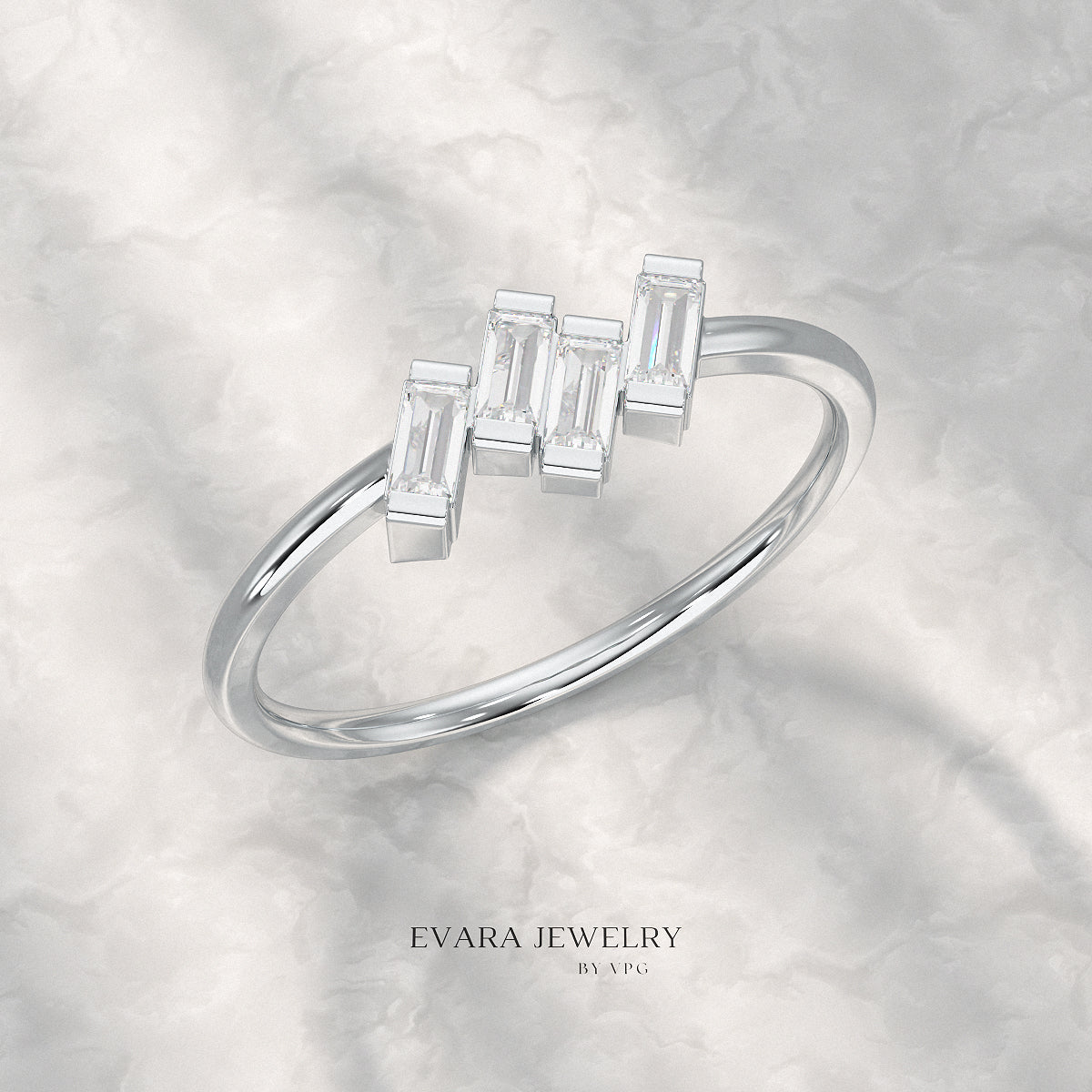 Tilted Baguette Diamond Ring