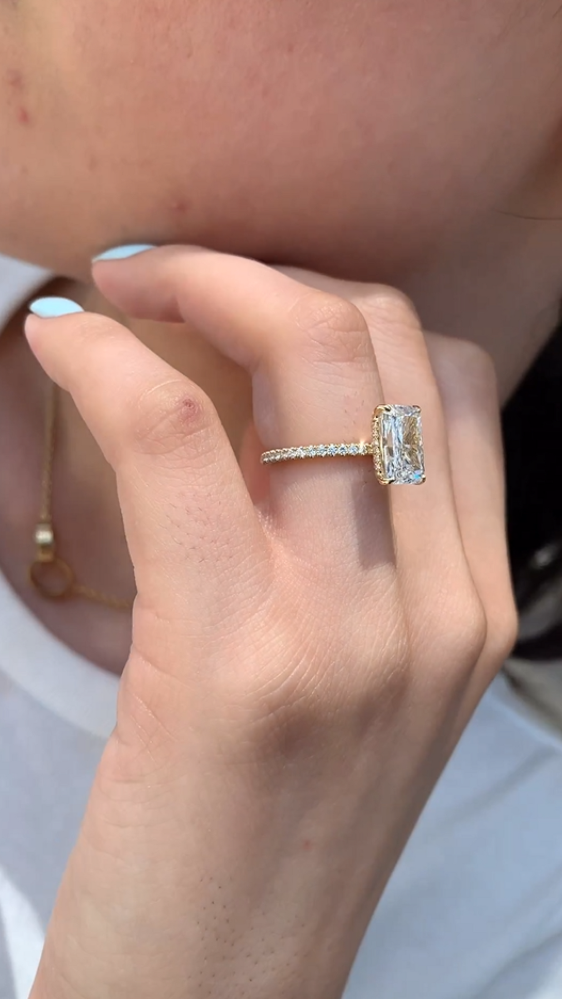 2 Carat Radiant Cut Engagement Ring with Pave Diamond Band - Evara Jewelry LLC