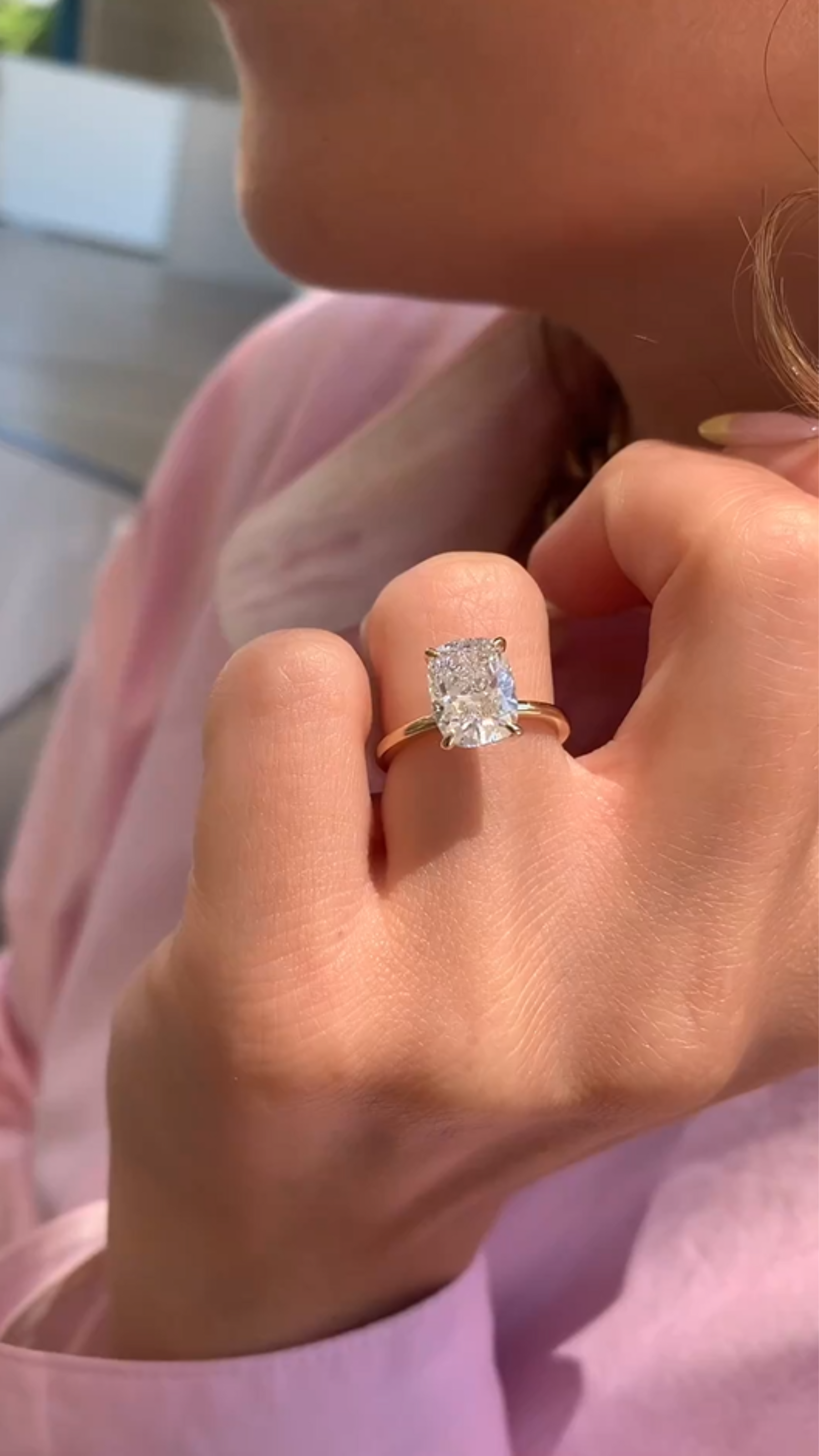 2 Carat Elongated Cushion Cut Two Tone Wedding Ring - Evara Jewelry LLC