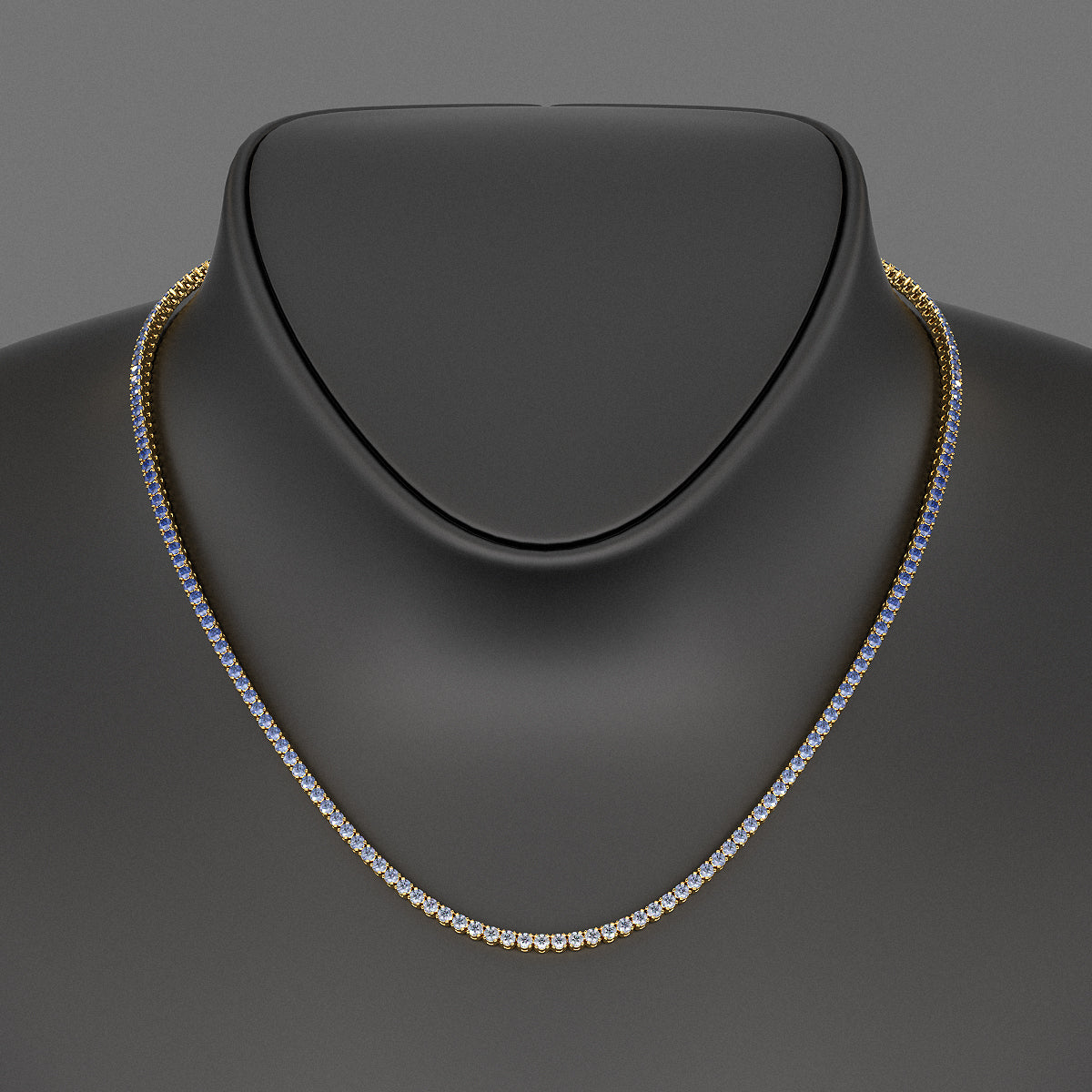 Blue Ombre Sapphire Tennis Necklace in 14K/18K White Gold