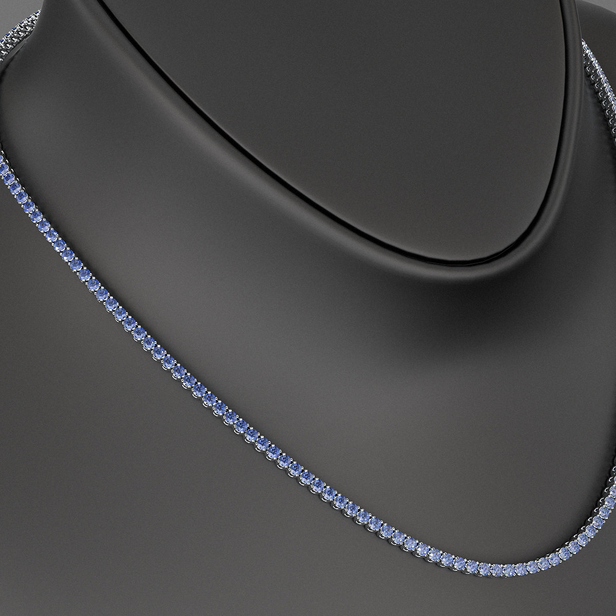Natural Blue Ombre Sapphire Tennis Necklace