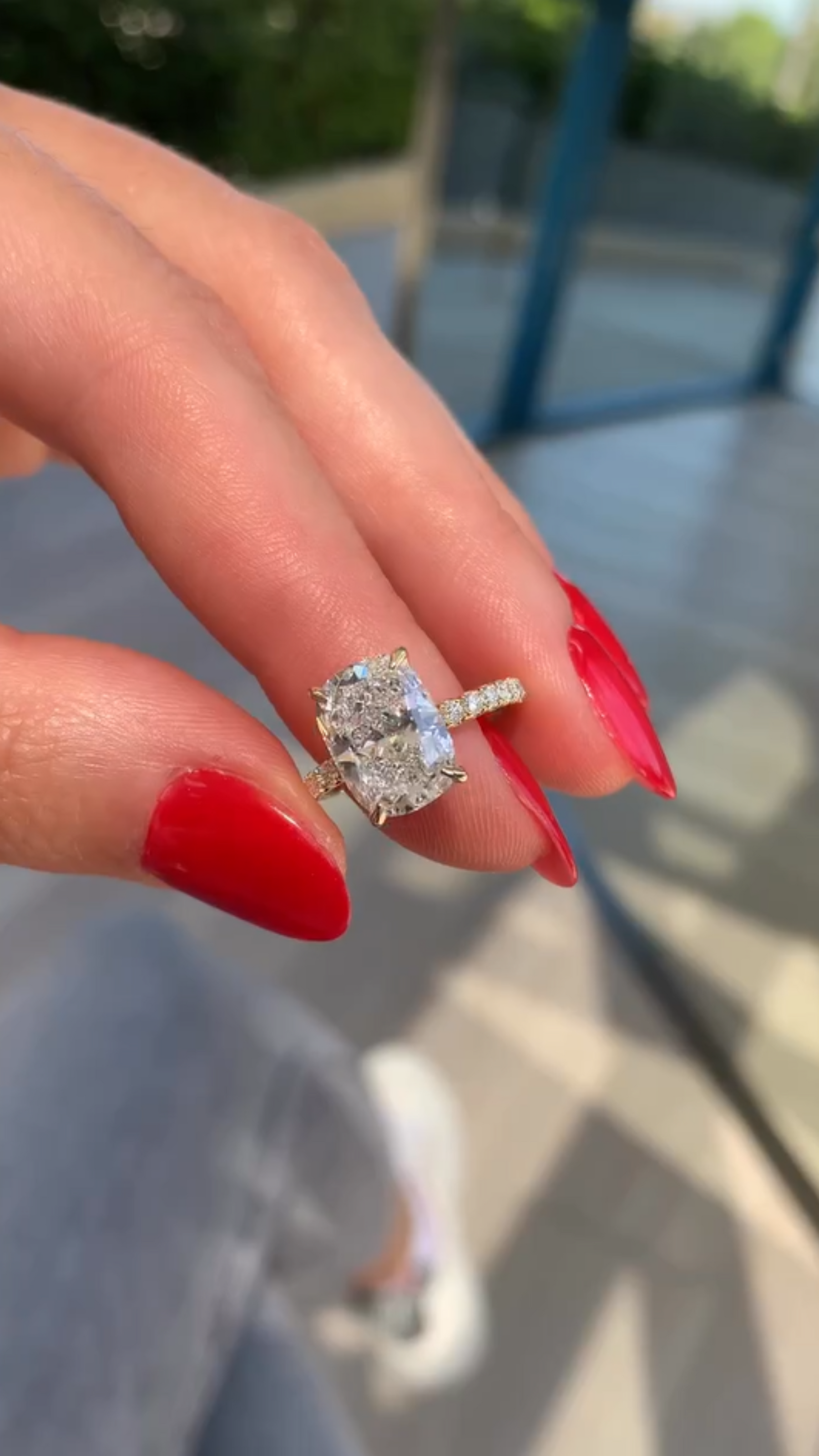 2 Carat Elongated Cushion Cut Diamond Engagement Ring - Evara Jewelry LLC