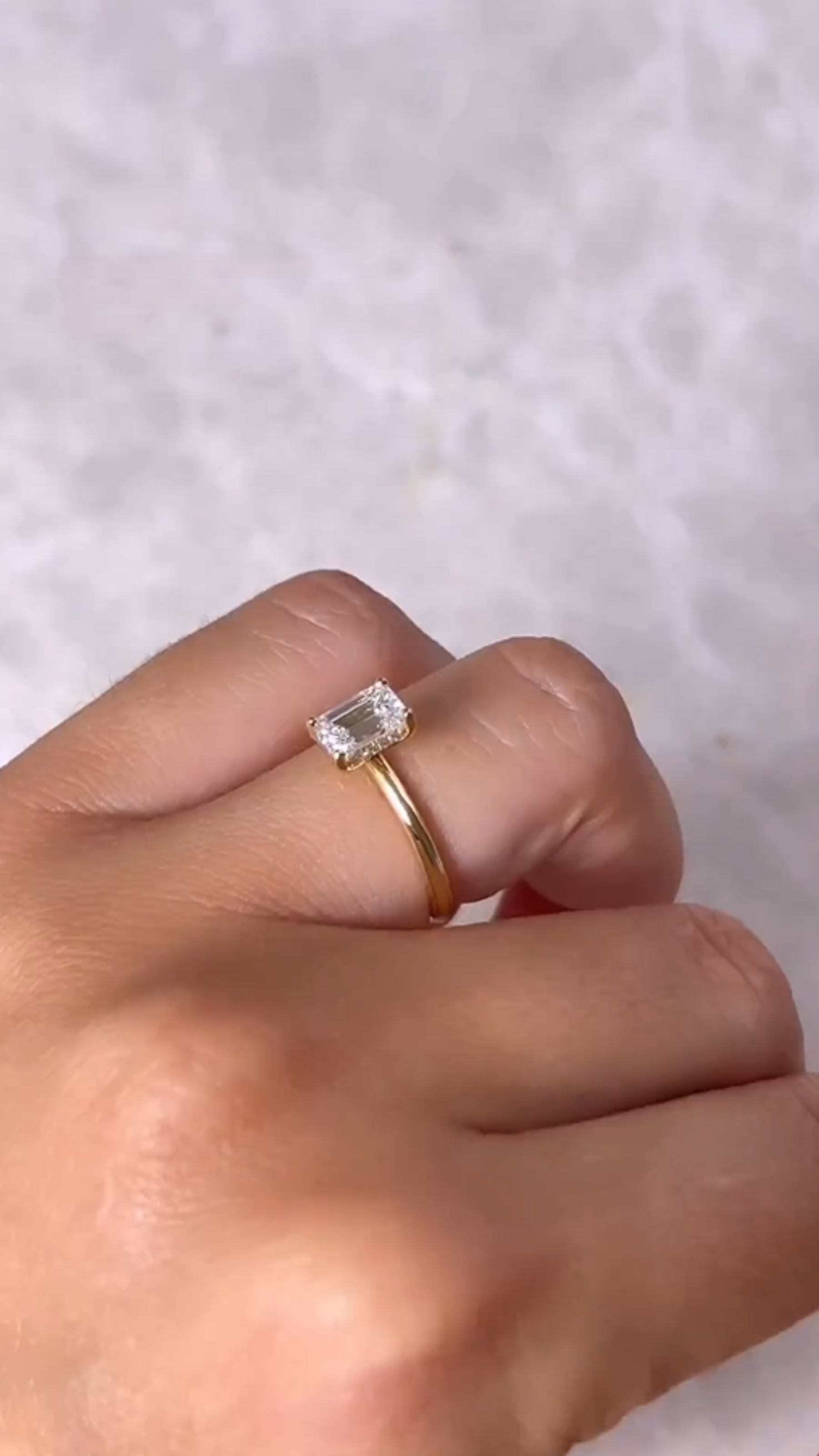 1 Carat Emerald Diamond Minimalist Ring with Hidden Halo in 14K Yellow Gold - Evara Jewelry LLC