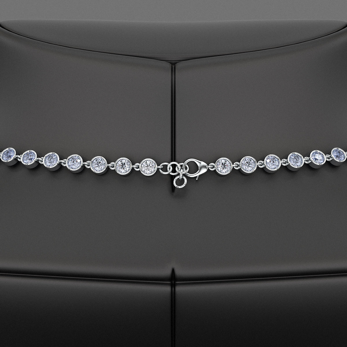 9.32 Carats Natural Ombre Blue Sapphire Choker Necklace in 18K White Gold