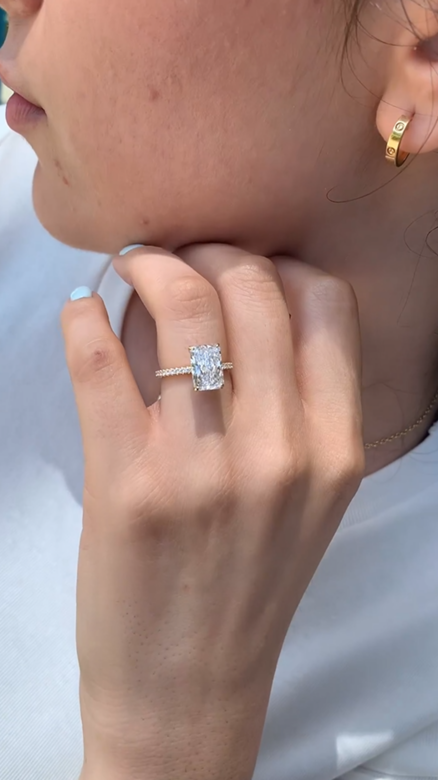 2 Carat Radiant Cut Engagement Ring with Pave Diamond Band - Evara Jewelry LLC