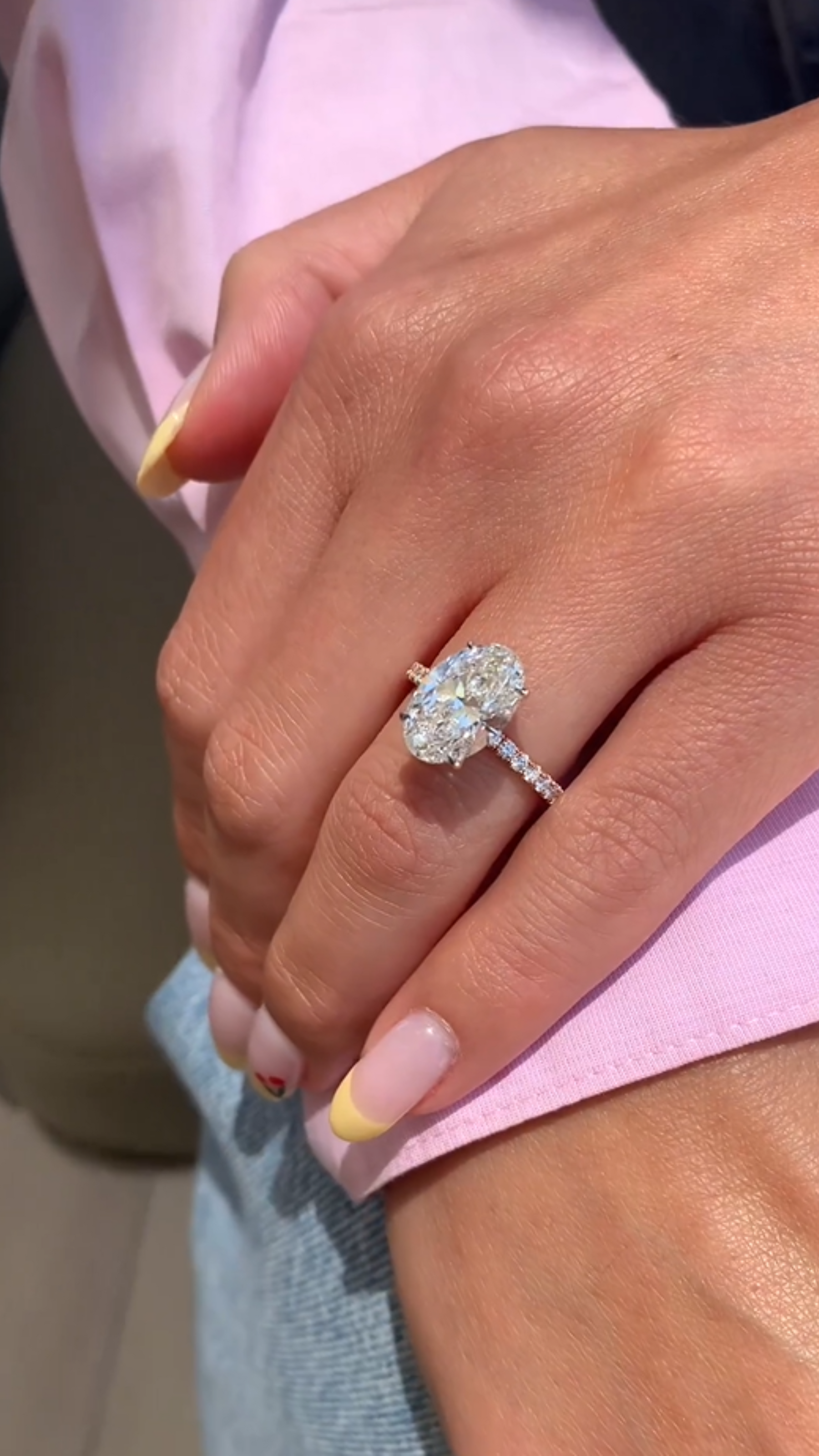 2.50 Carat Oval Cut Prong set Diamond Wedding Ring with Hidden Halo & Pave Diamond Band - Evara Jewelry LLC