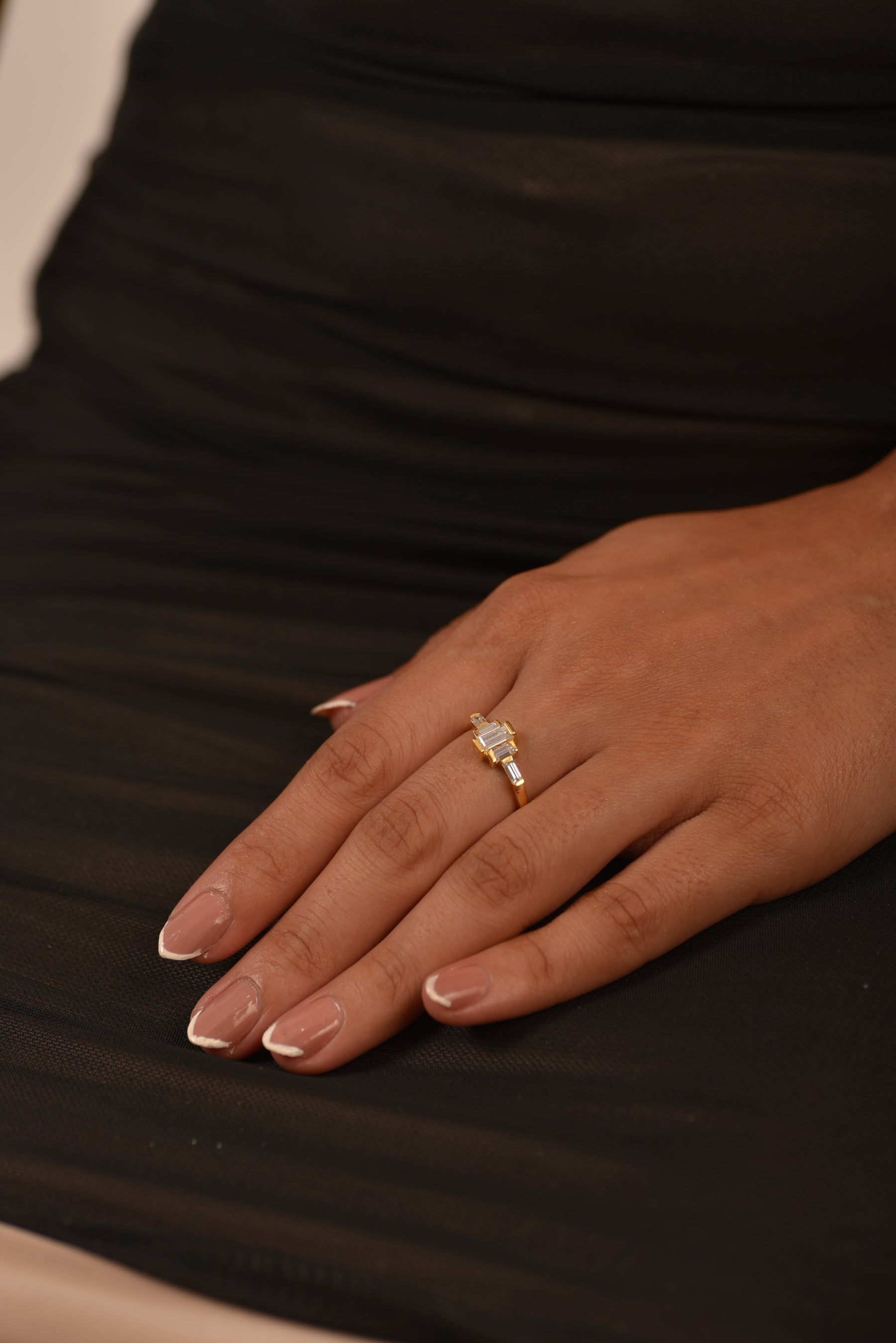 Art Deco Baguette Diamond 5 Stone Statement Ring