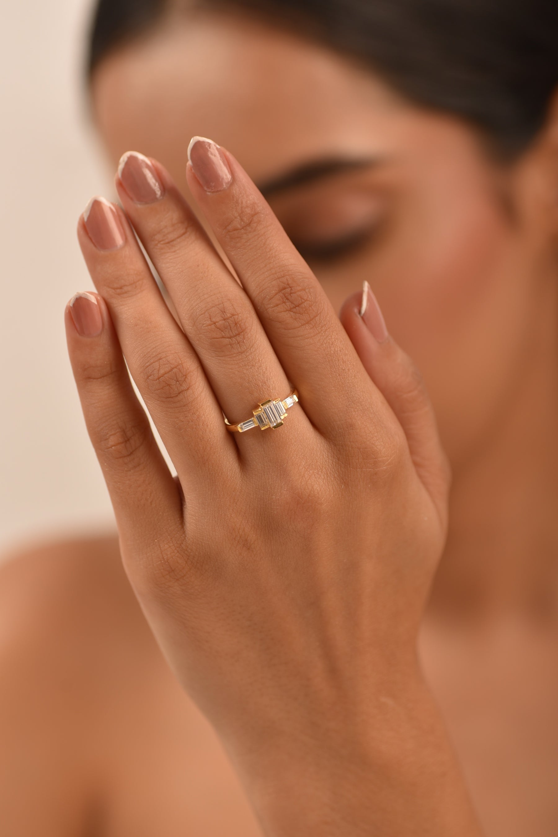 Art Deco Baguette Diamond 5 Stone Statement Ring