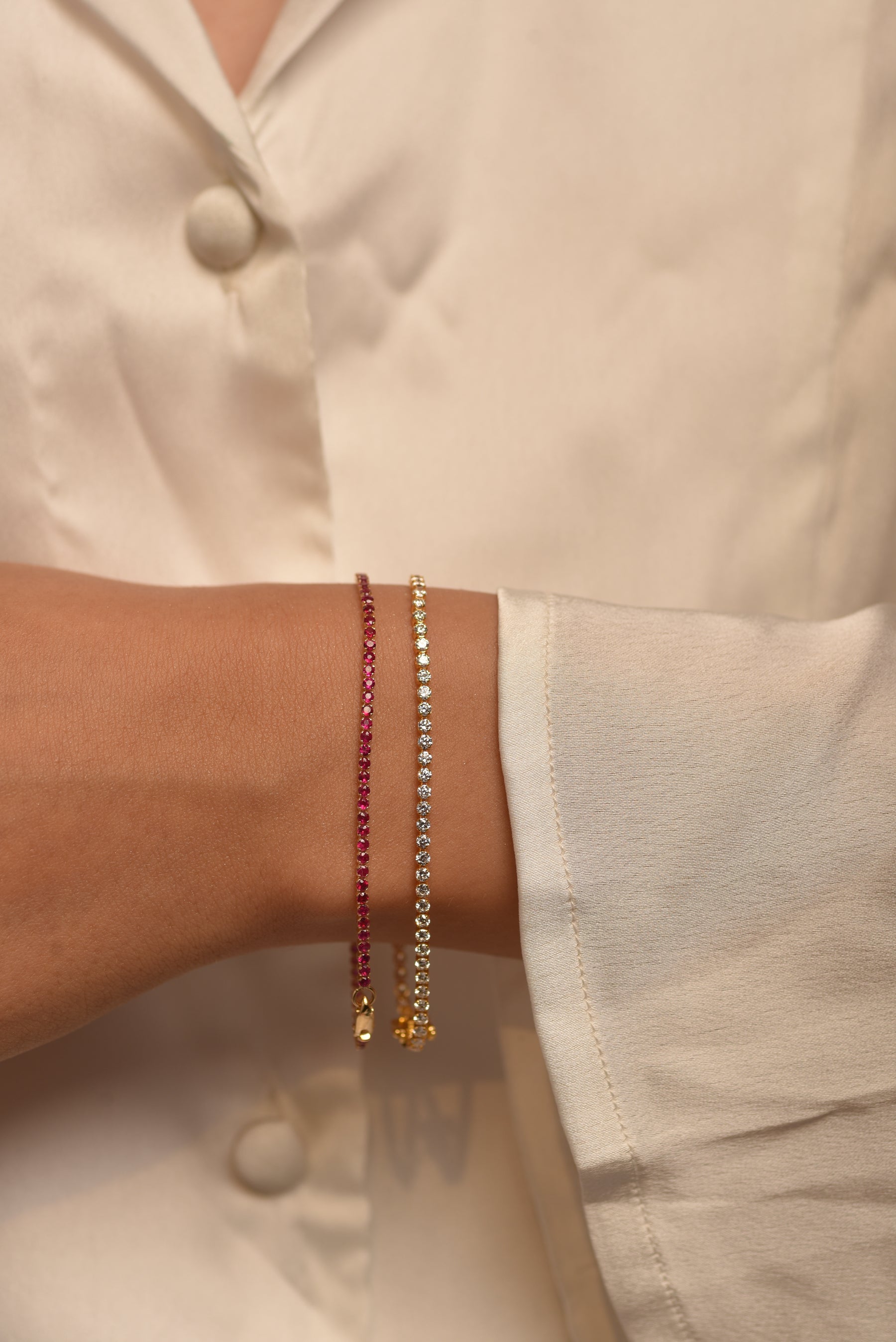 Red Garnet Tennis Bracelet in 14K/18K Solid Gold