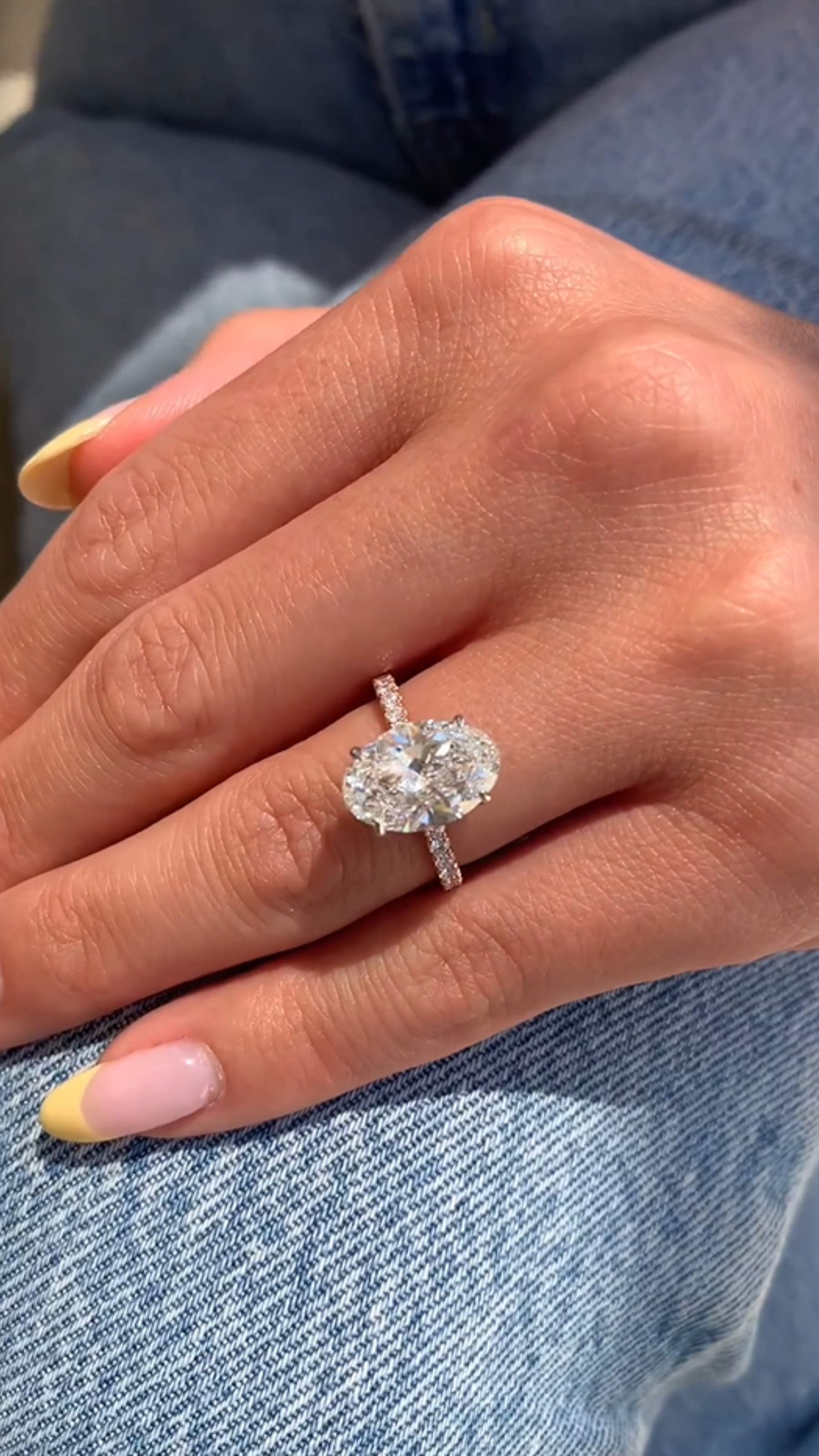 2.50 Carat Oval Cut Prong set Diamond Wedding Ring with Hidden Halo & Pave Diamond Band - Evara Jewelry LLC