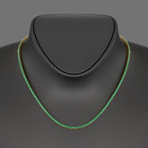 Natural Zambian Green Emerald Tennis Necklace in 14K/18K White Gold