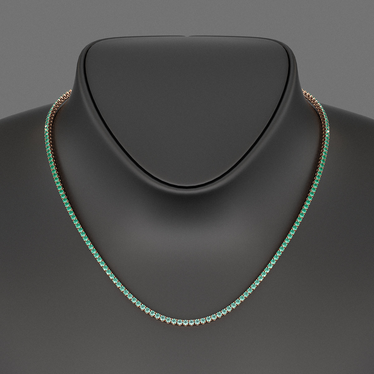 Natural Emerald Ombre Tennis Necklace in 14K/18K Gold