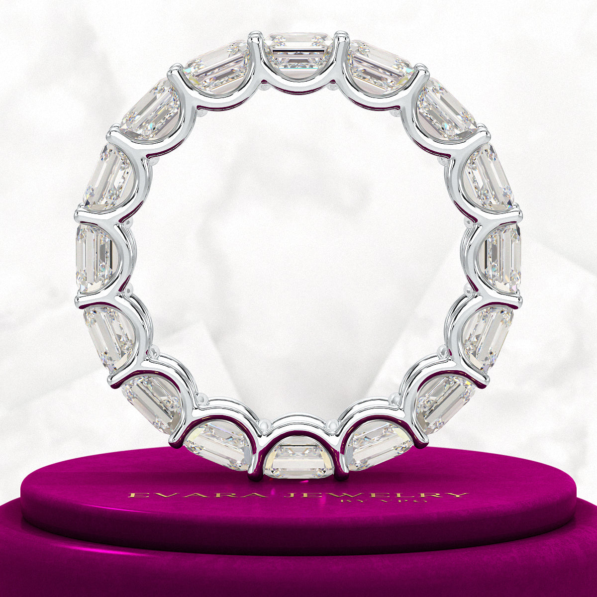 8 Carat Asscher Cut Diamond U Shape Wedding Band - Evara Jewelry LLC