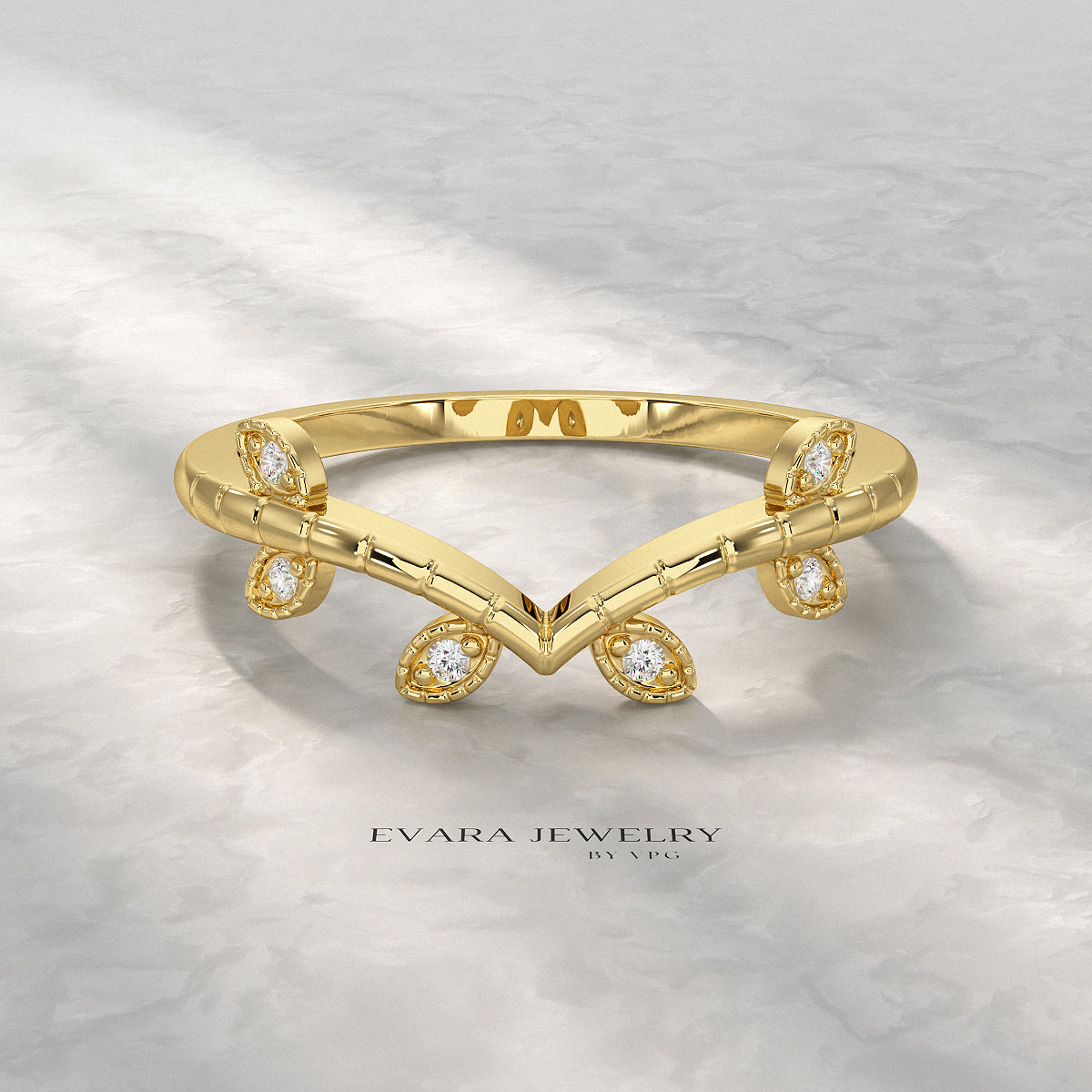 Nature Inspired Diamond Twig Stacking Ring