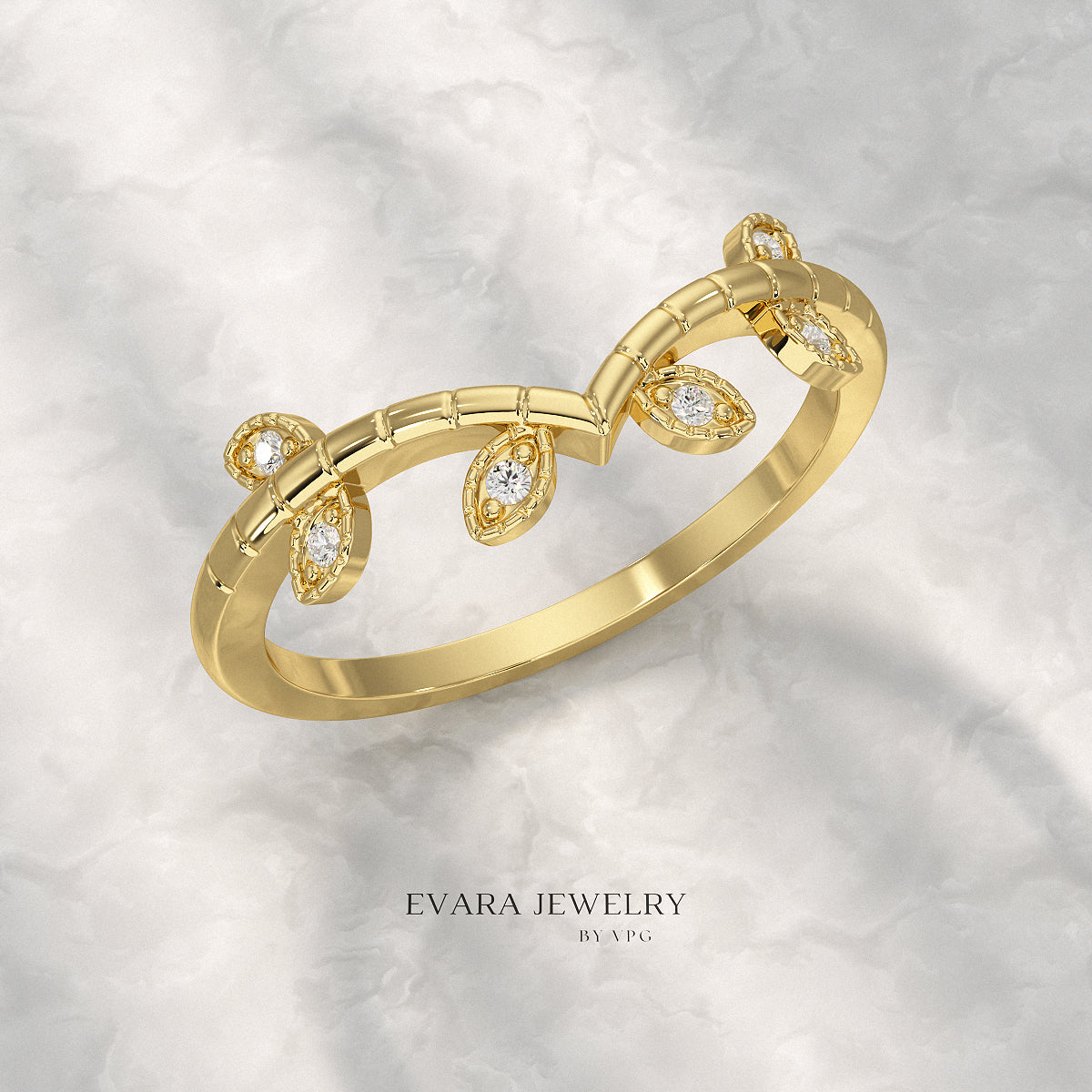 Nature Inspired Diamond Twig Stacking Ring