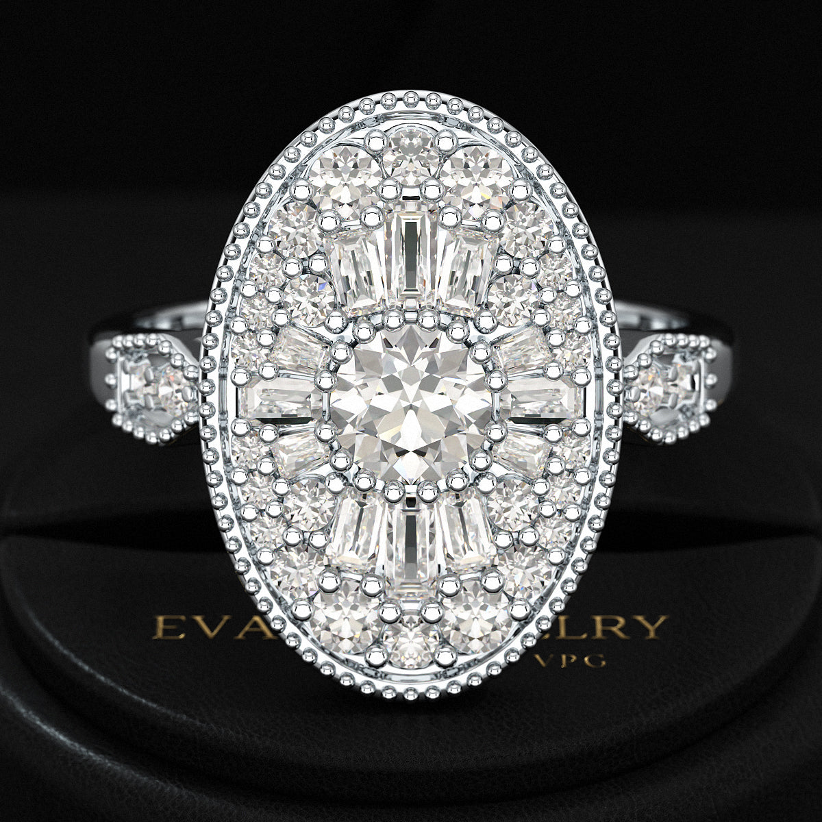 Oval Vintage Diamond Mosaic Ring - Evara Jewelry LLC