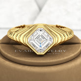1.50 Carat Asscher Cut Diamond Chunky Bombe Ring - Evara Jewelry LLC