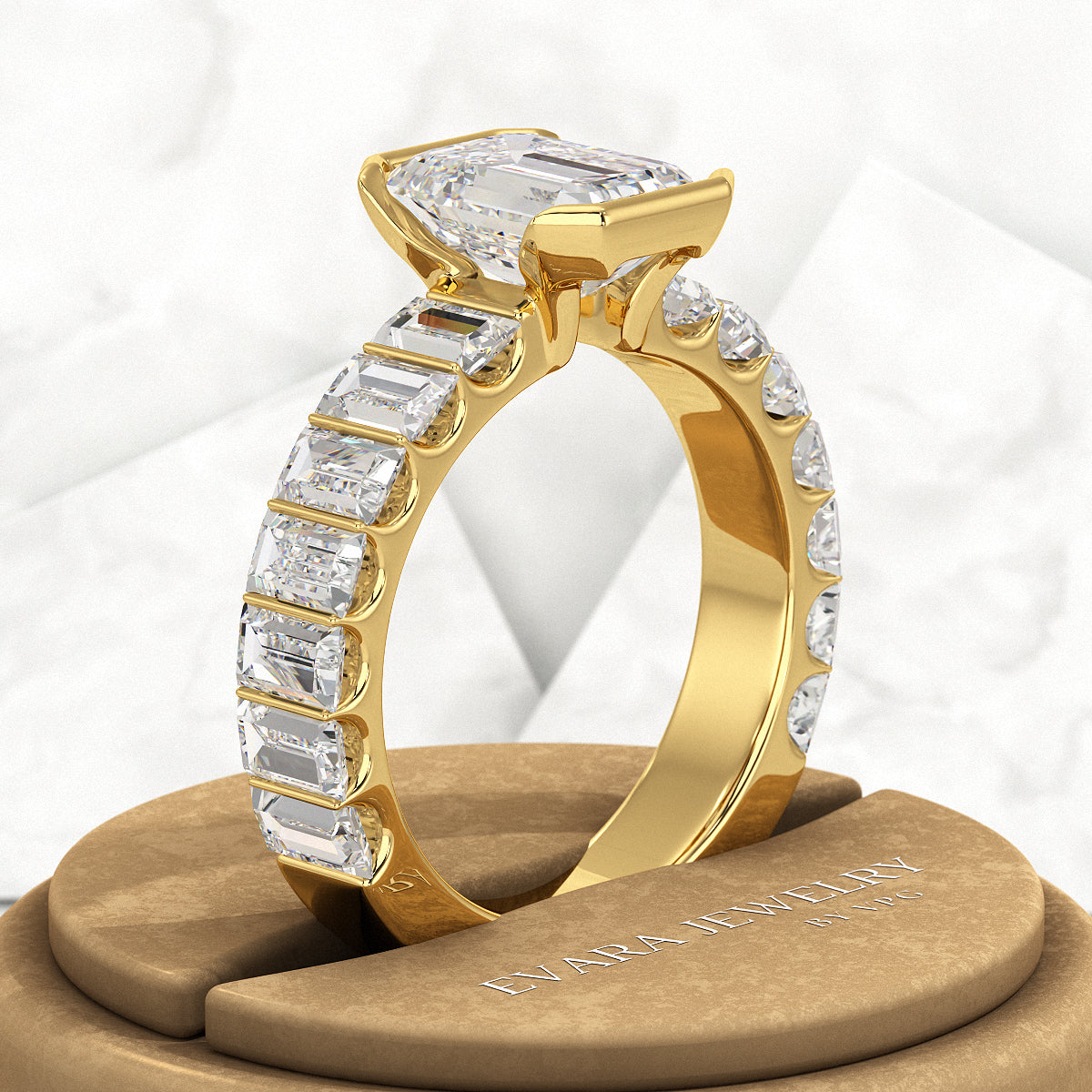 Luxury Diamond 4.52 Carat Emerald Cut Wedding Band - Evara Jewelry LLC
