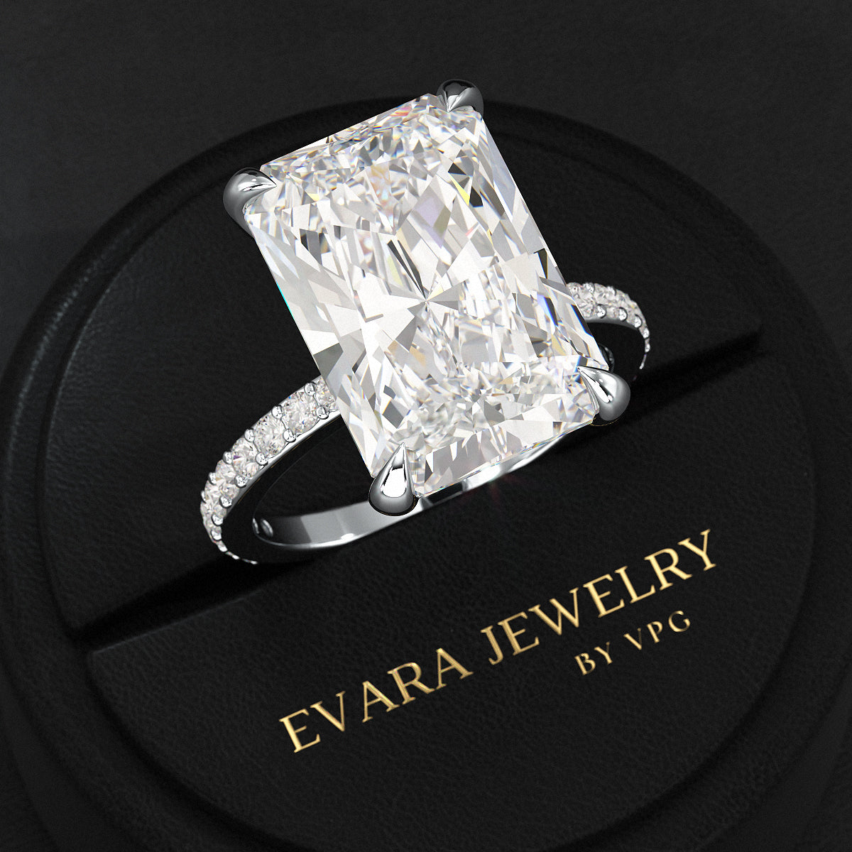 HUGE 10 Carat Radiant Cut Diamond Engagement Ring