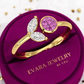 Pink Tourmaline & Diamond Wedding Stacking Front Open Ring - Evara Jewelry LLC