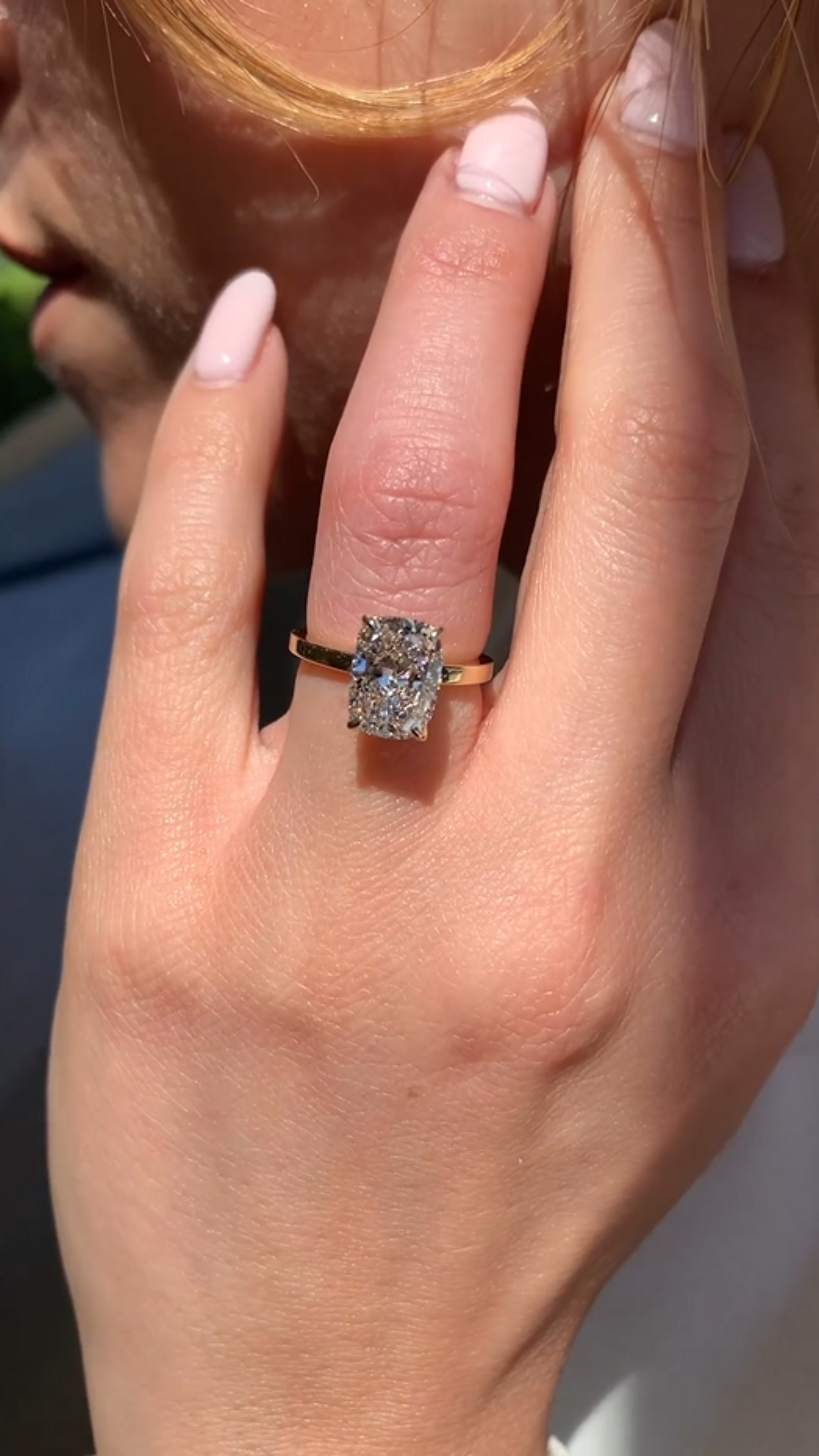2 Carat Elongated Cushion Cut Minimalist Engagement Ring - Evara Jewelry LLC