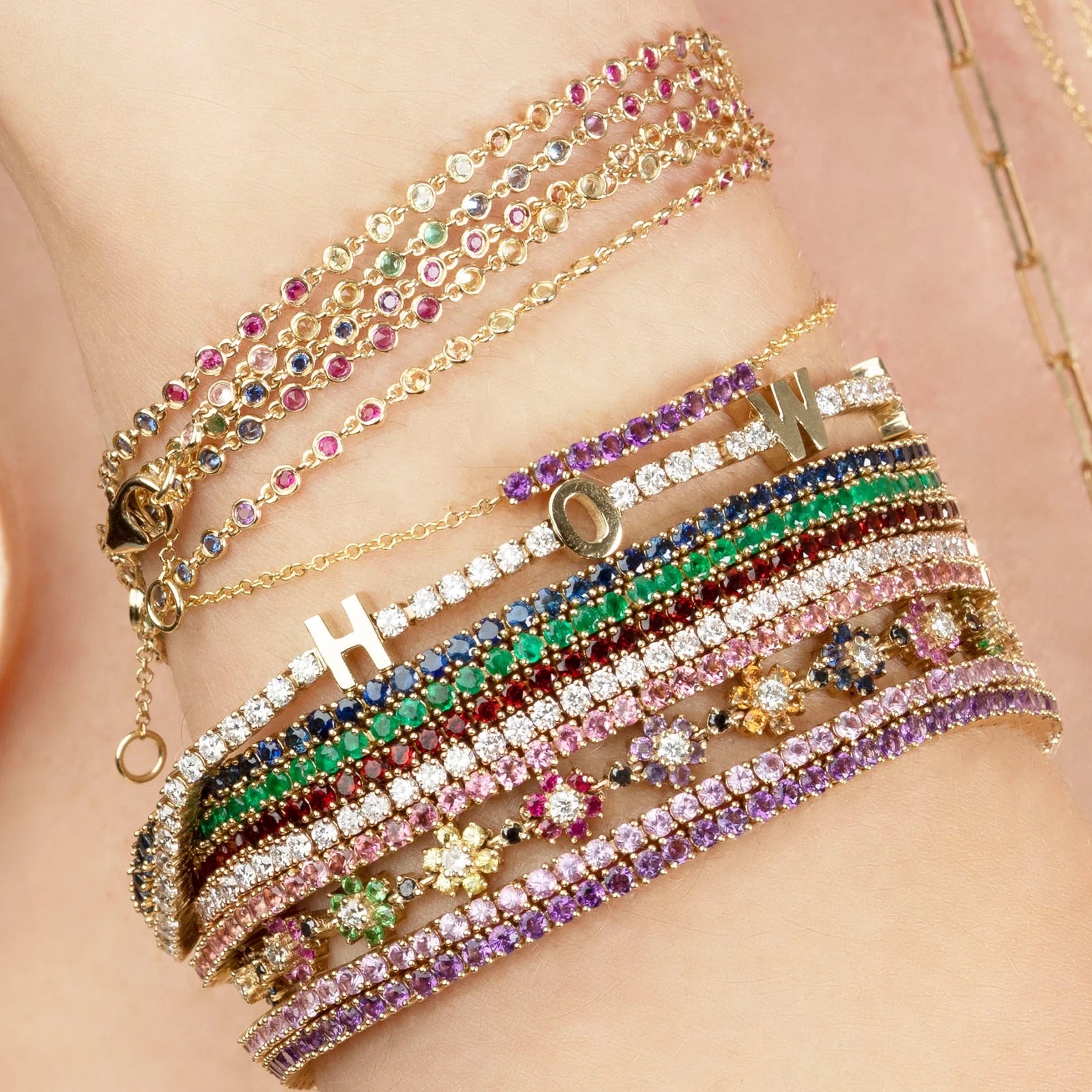 Amethyst Tennis Bracelet in 14K/18K Gold / February Birthstone Bracelet / Purple Stacking Bracelet - Evara Jewelry LLC