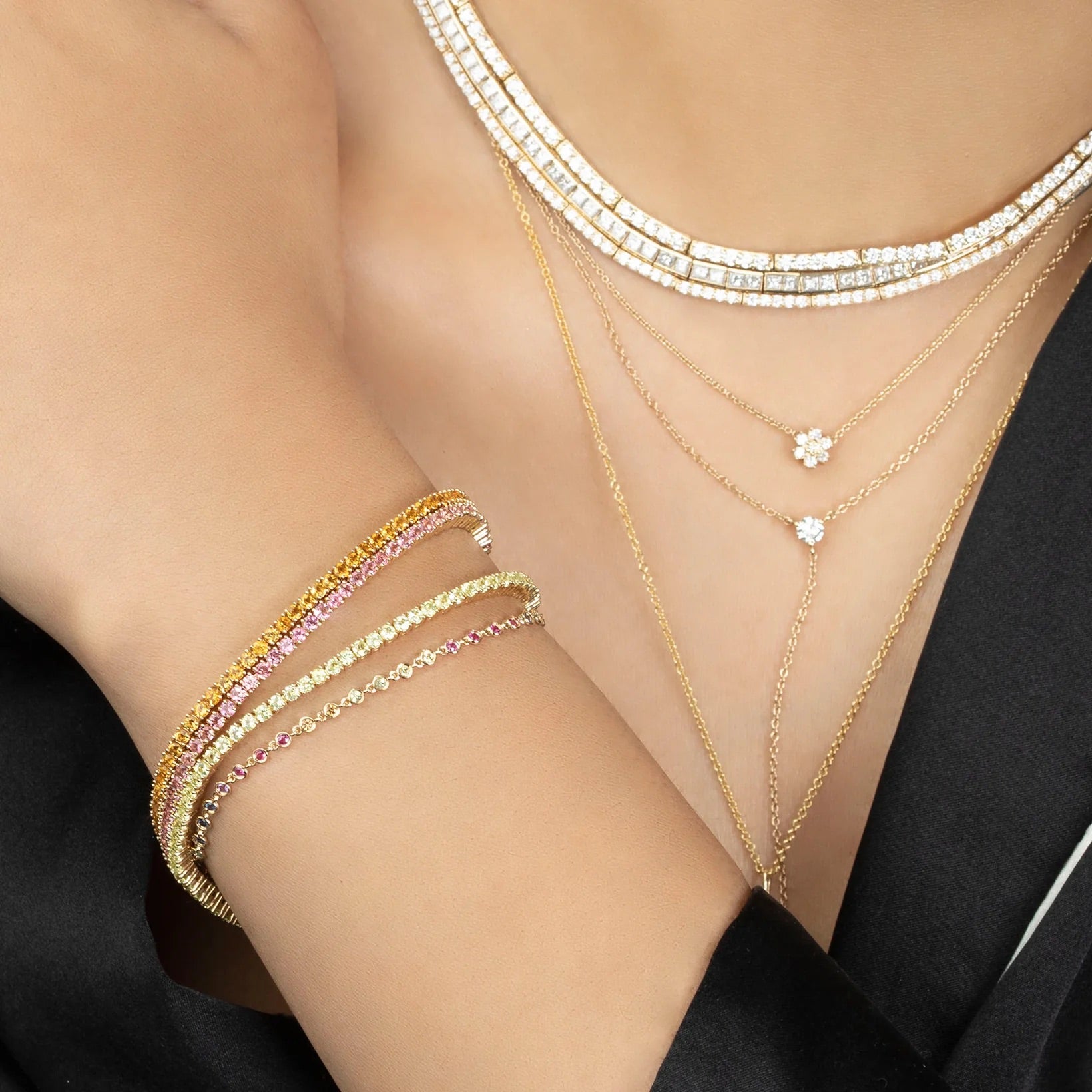 Peridot Tennis Bracelet in 14K/18K White Gold / August Birthstone Bracelet - Evara Jewelry LLC