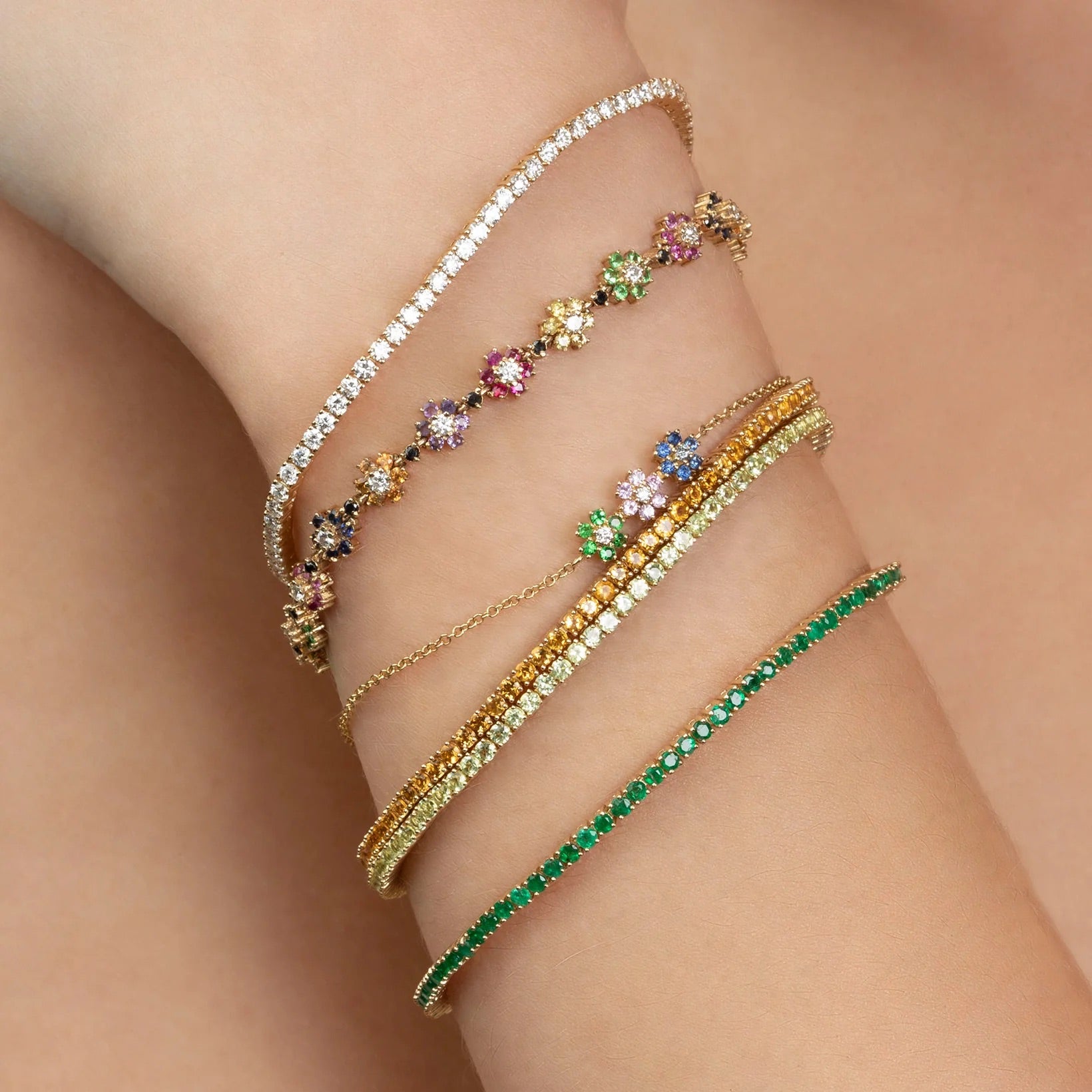 Peridot Tennis Bracelet in 14K/18K White Gold / August Birthstone Bracelet - Evara Jewelry LLC