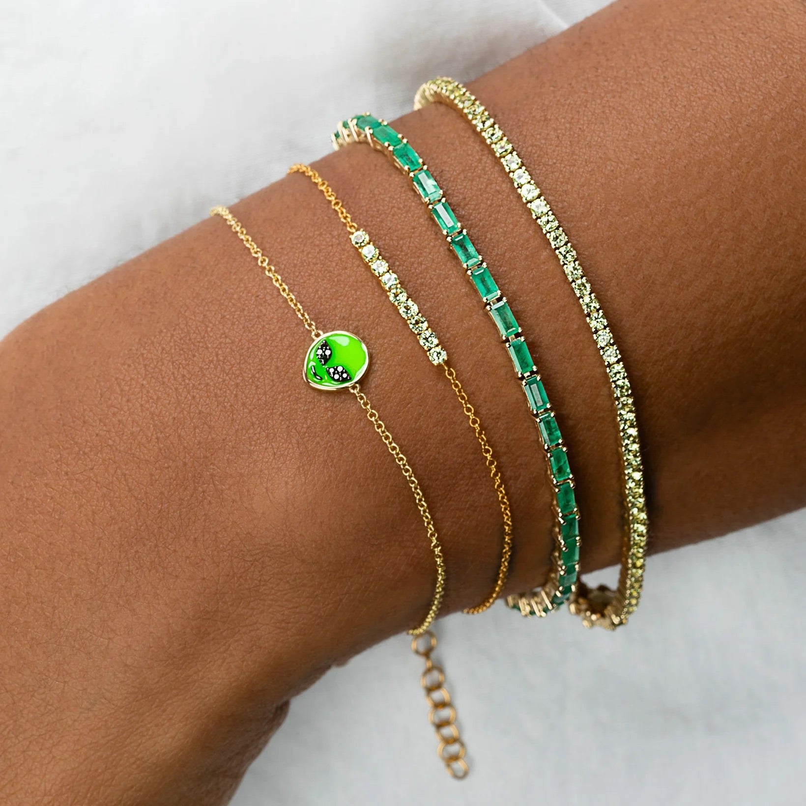 Peridot Tennis Bracelet in 14K/18K White Gold / August Birthstone Bracelet - Evara Jewelry LLC