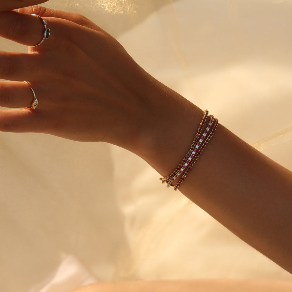 Custom Natural Ruby & Diamond Tennis Bracelet in 14K/18K Gold - Evara Jewelry LLC