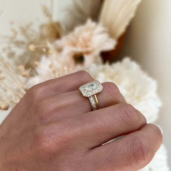 Antique Diamond Mosaic Engagement Ring - Evara Jewelry LLC