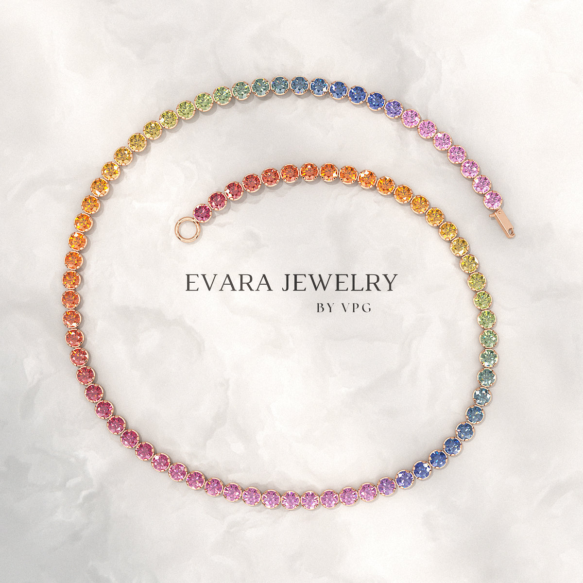 1.92 Carats Rainbow Sapphire Tennis Bracelet in Solid 14K/18K Gold