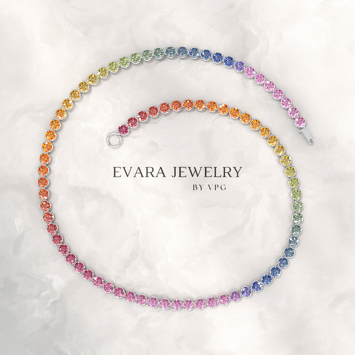 1.92 Carats Rainbow Sapphire Tennis Bracelet in Solid 14K/18K Gold