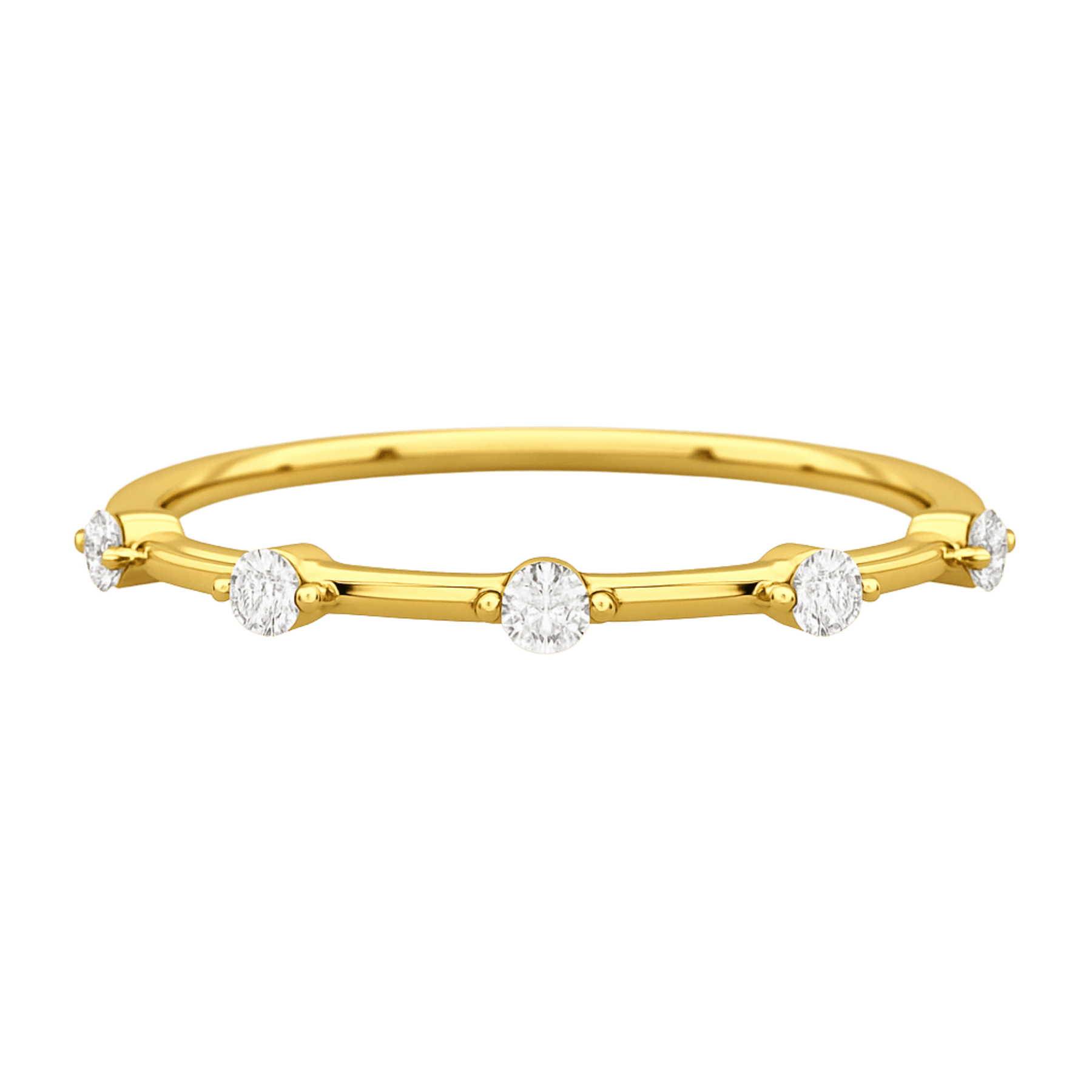 Round Cut Thin Wedding Stacking Band with Lab Grown Diamond