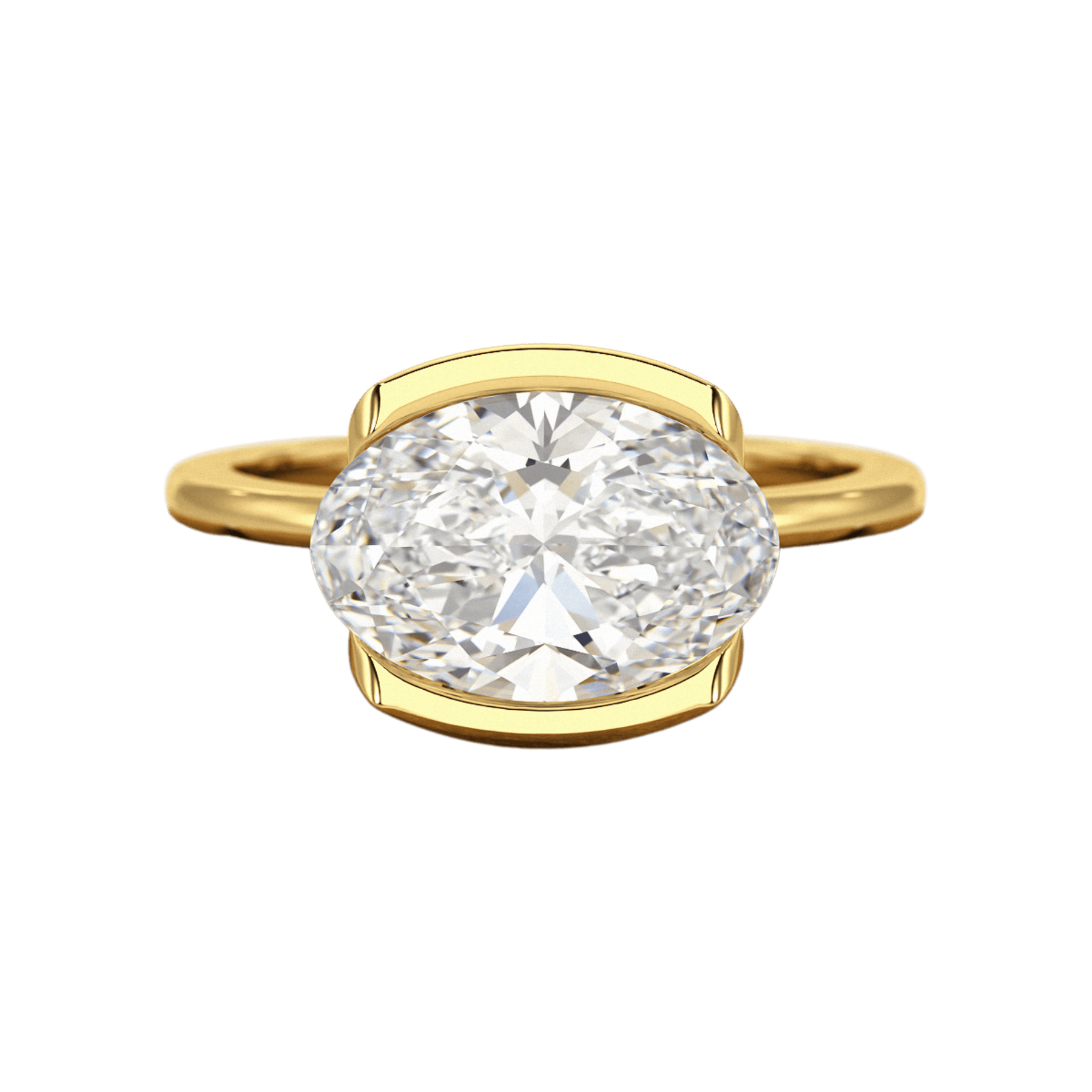 3 Carat Oval Half Bezel Engagement Ring