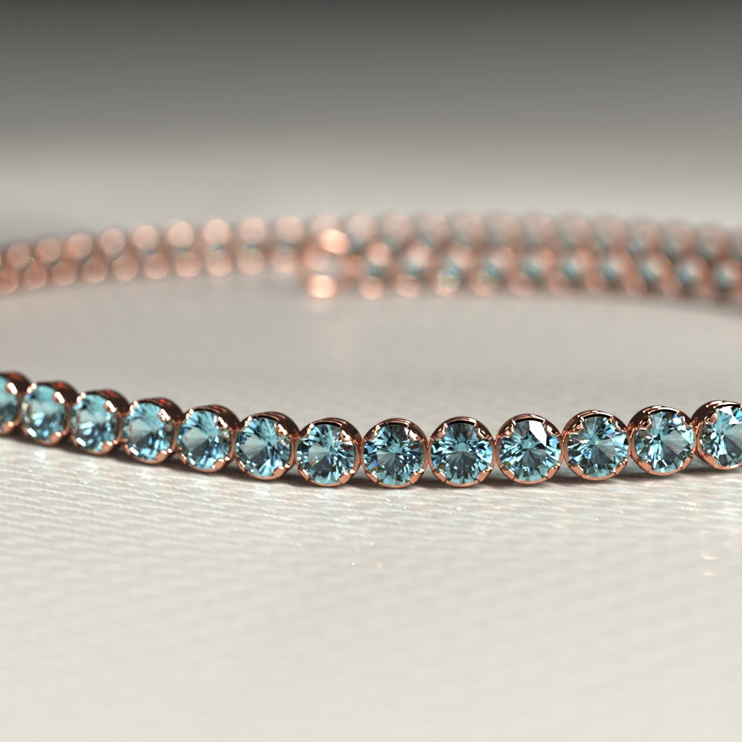 Aquamarine Tennis Bracelet in 14K/18K White Gold - Evara Jewelry LLC