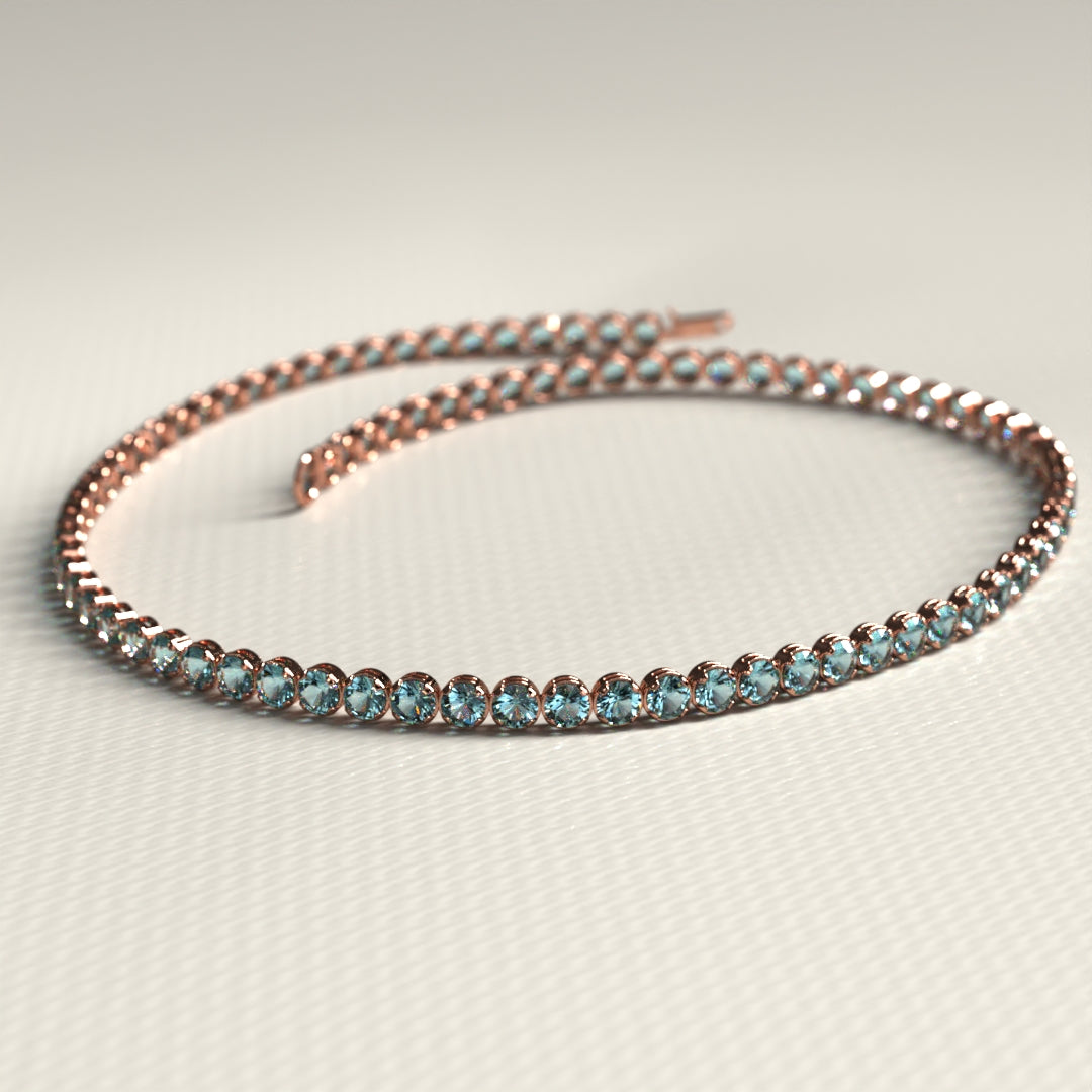 Aquamarine Tennis Bracelet in 14K/18K White Gold - Evara Jewelry LLC