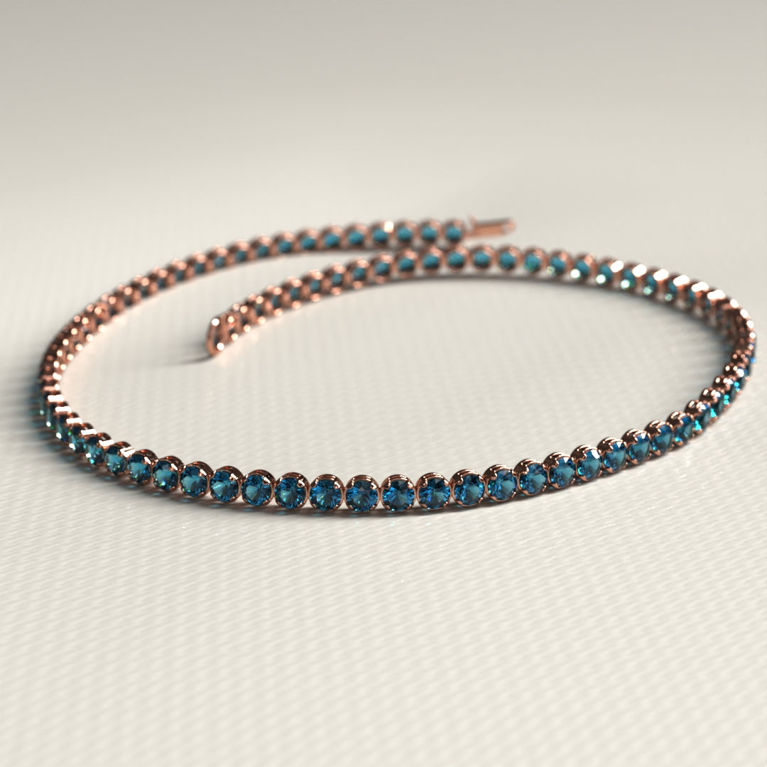 London Blue Topaz Tennis Bracelet in 14K/18K White Gold / November Birthstone Bracelet - Evara Jewelry LLC